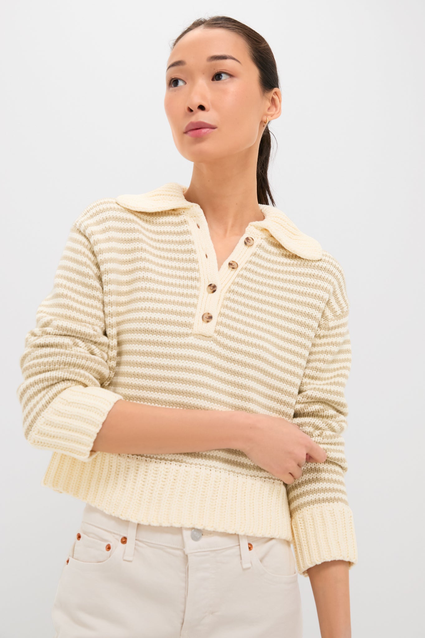 Striped Doro Henley Sweater-Beilave