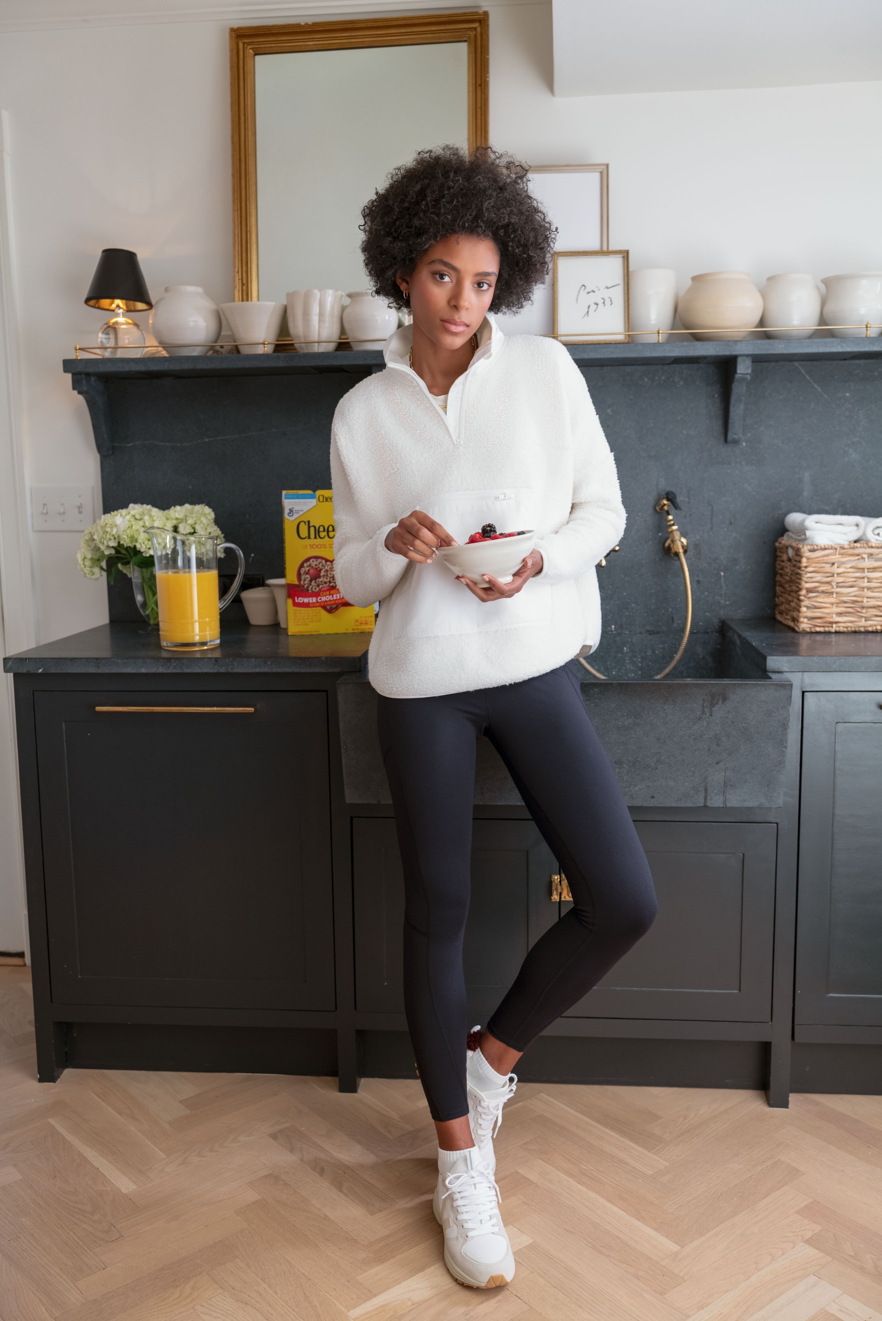 White Fleece Cady Quarter Zip-Beilave