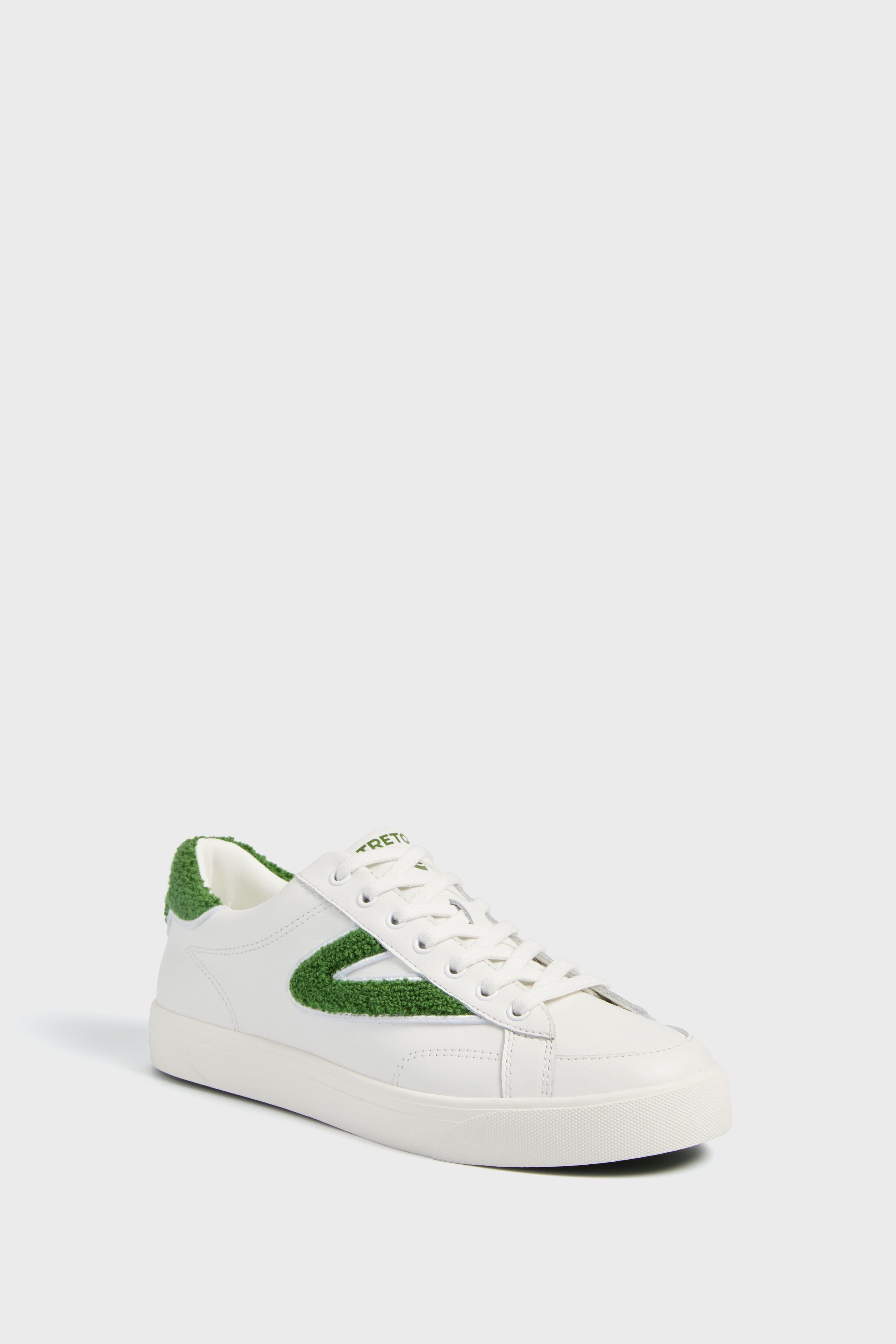 White and Green Mixed Doubles Sneakers-Beilave