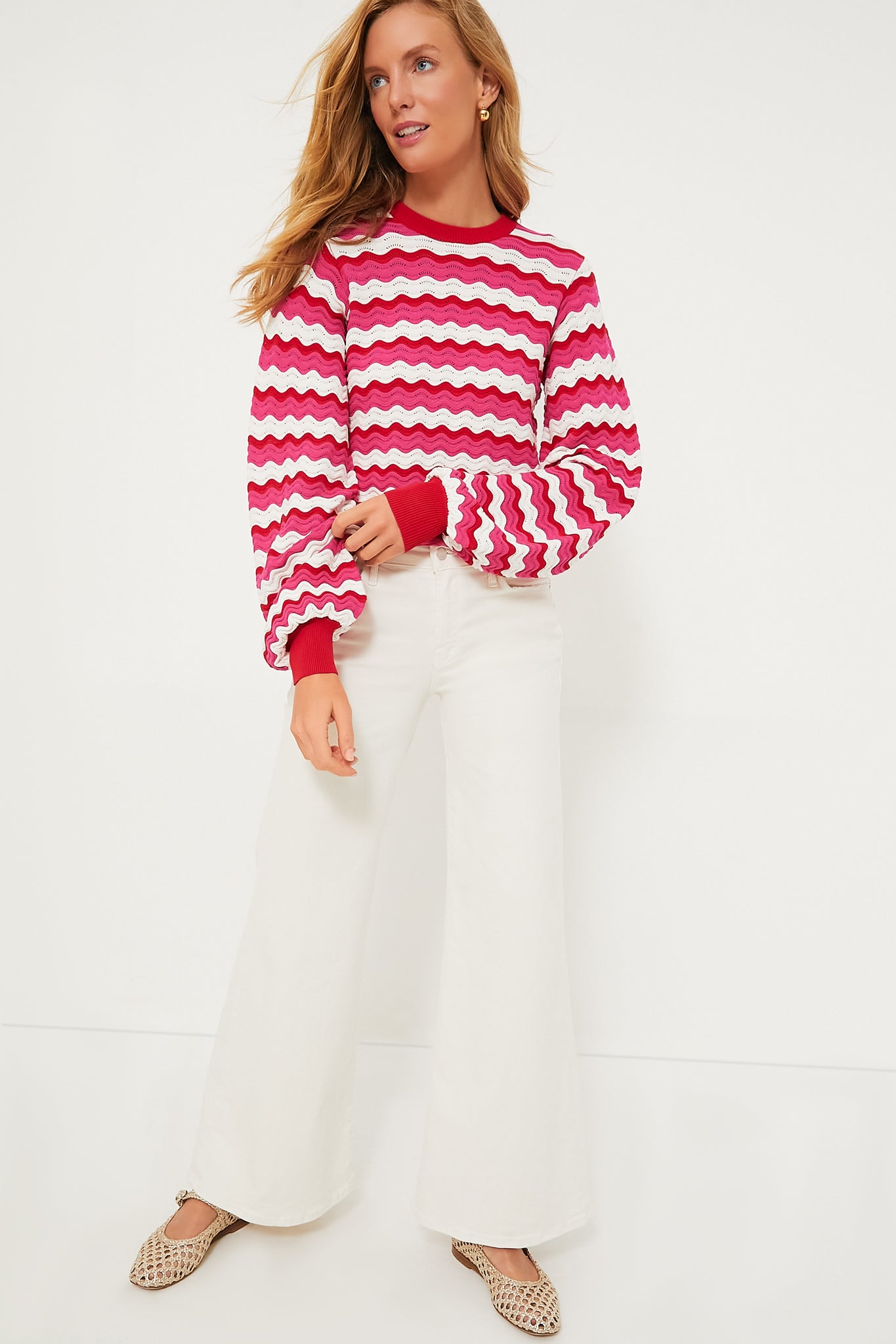 Ruby Wavy Stripe Callie Crewneck-Beilave