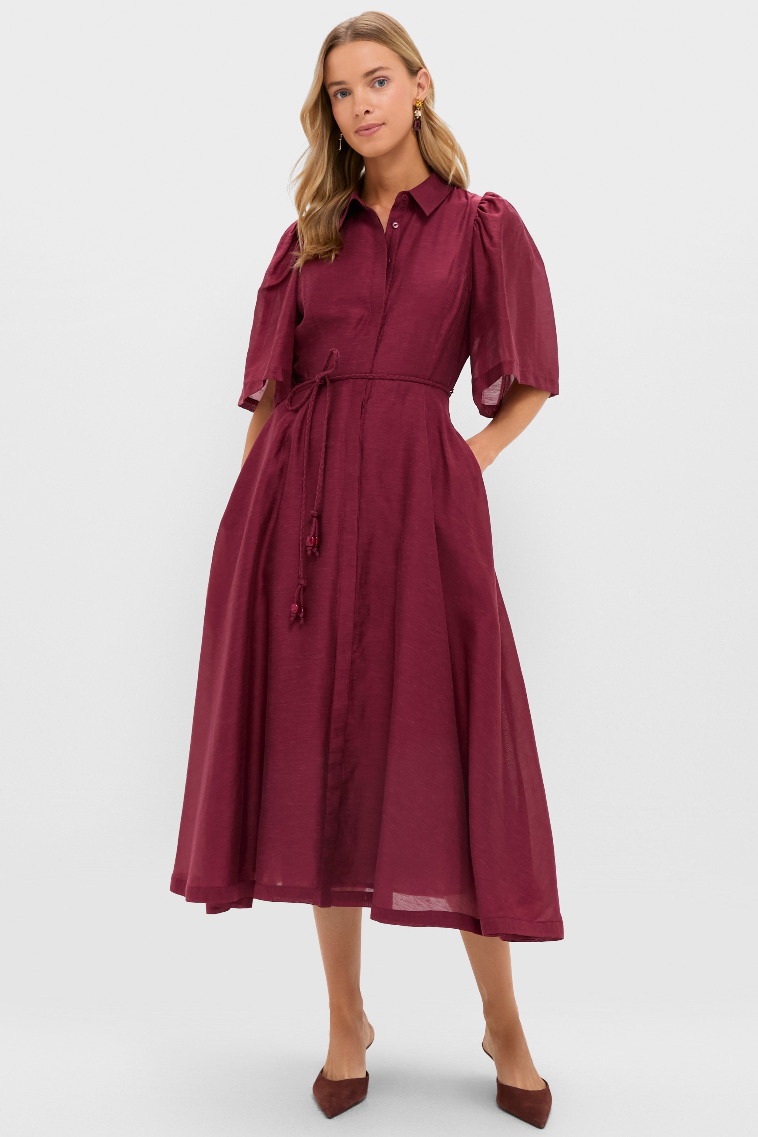 Oxblood Cindy Midi Dress-Beilave