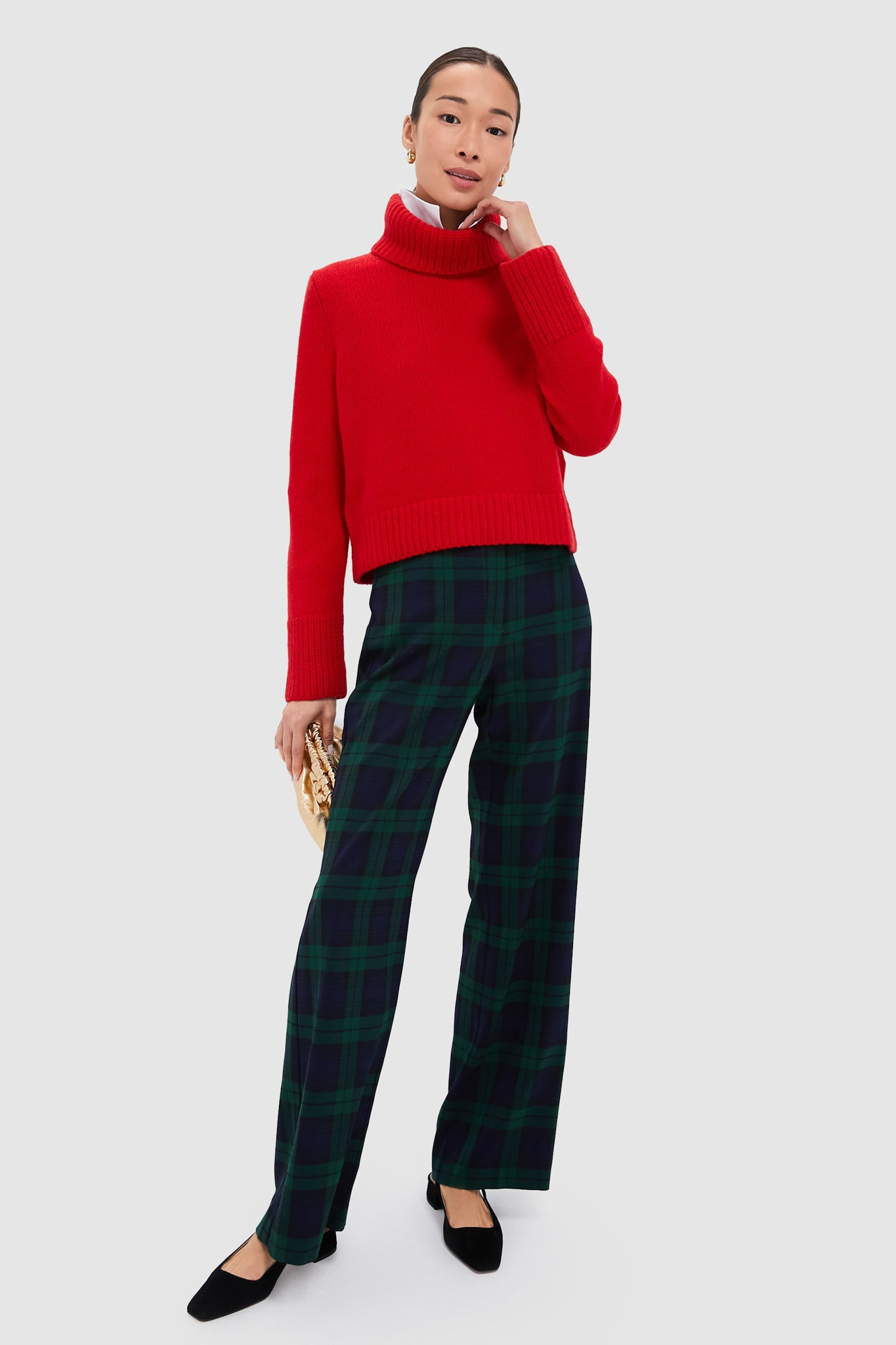 Fall Red Wool Cashmere Blend Turtleneck-Beilave
