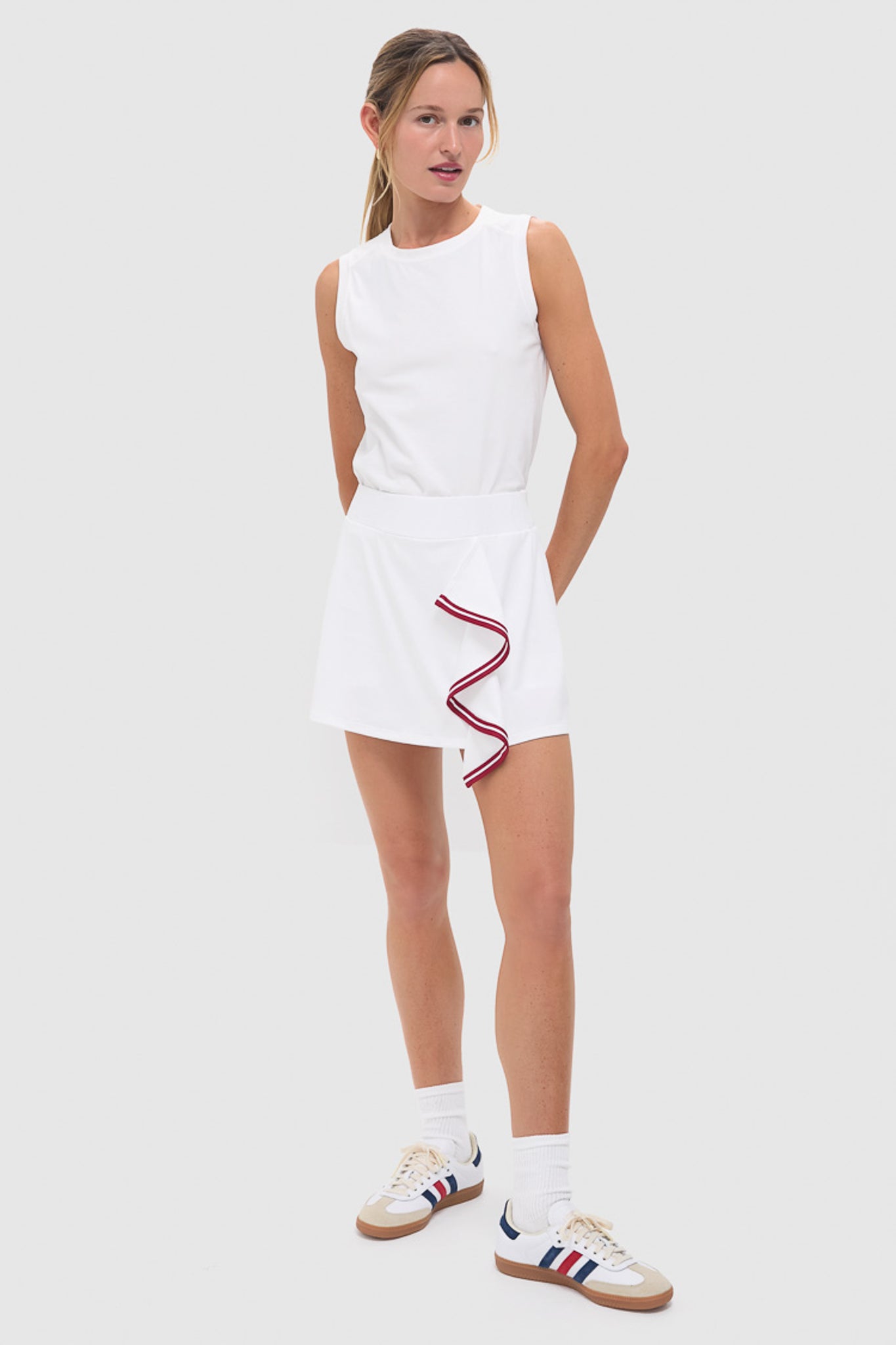 White Faux Wrap 14 Inch Performance Jersey Alexis Tennis Skirt-Beilave