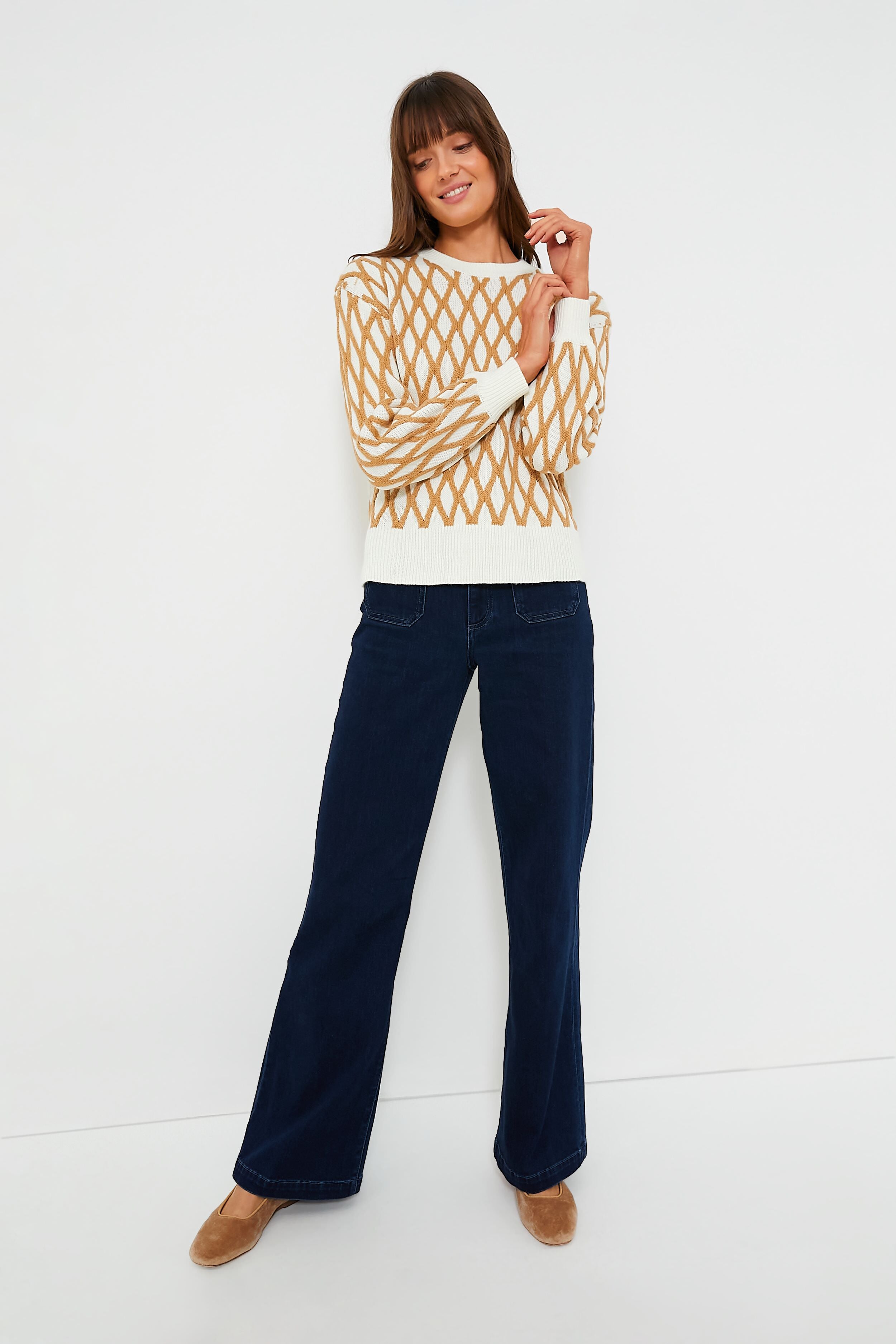Tan & Cream Toni Trellis Crewneck-Beilave