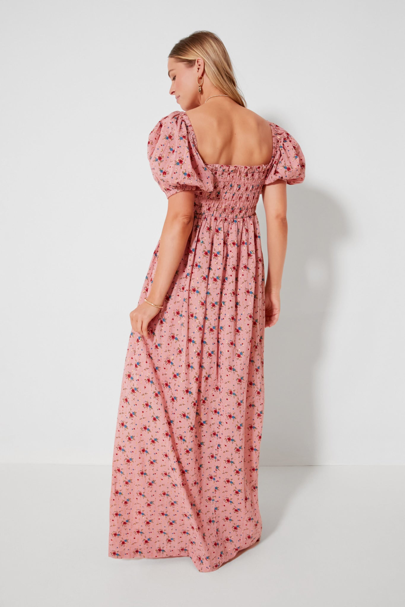 Primrose and Bouquet Floral Aurora Puff Sleeve Maxi Dress-Beilave