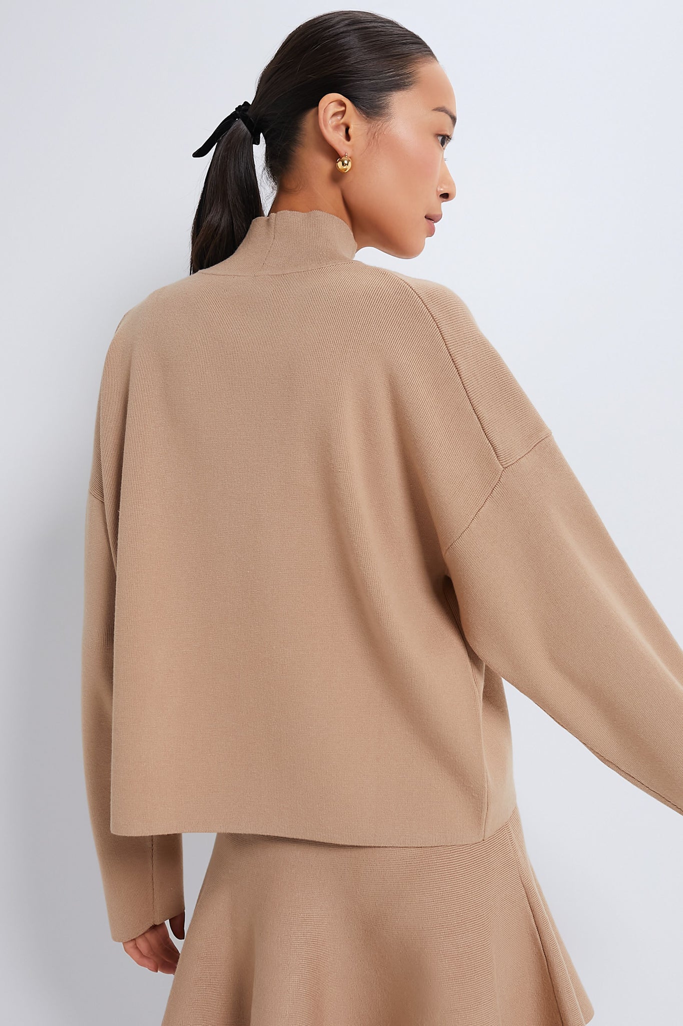 Tan Cessie High Neck Sweater-Beilave