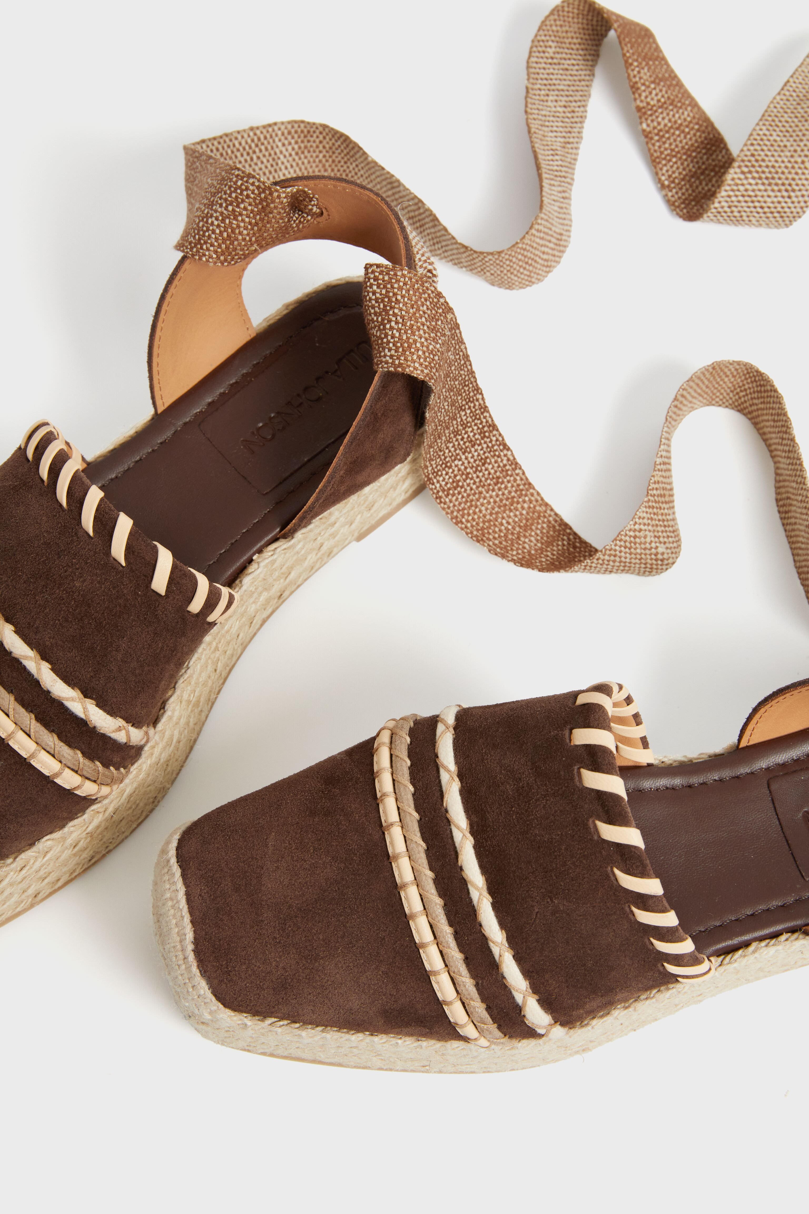 Dark Brown Stitch Detail Espadrilles-Beilave