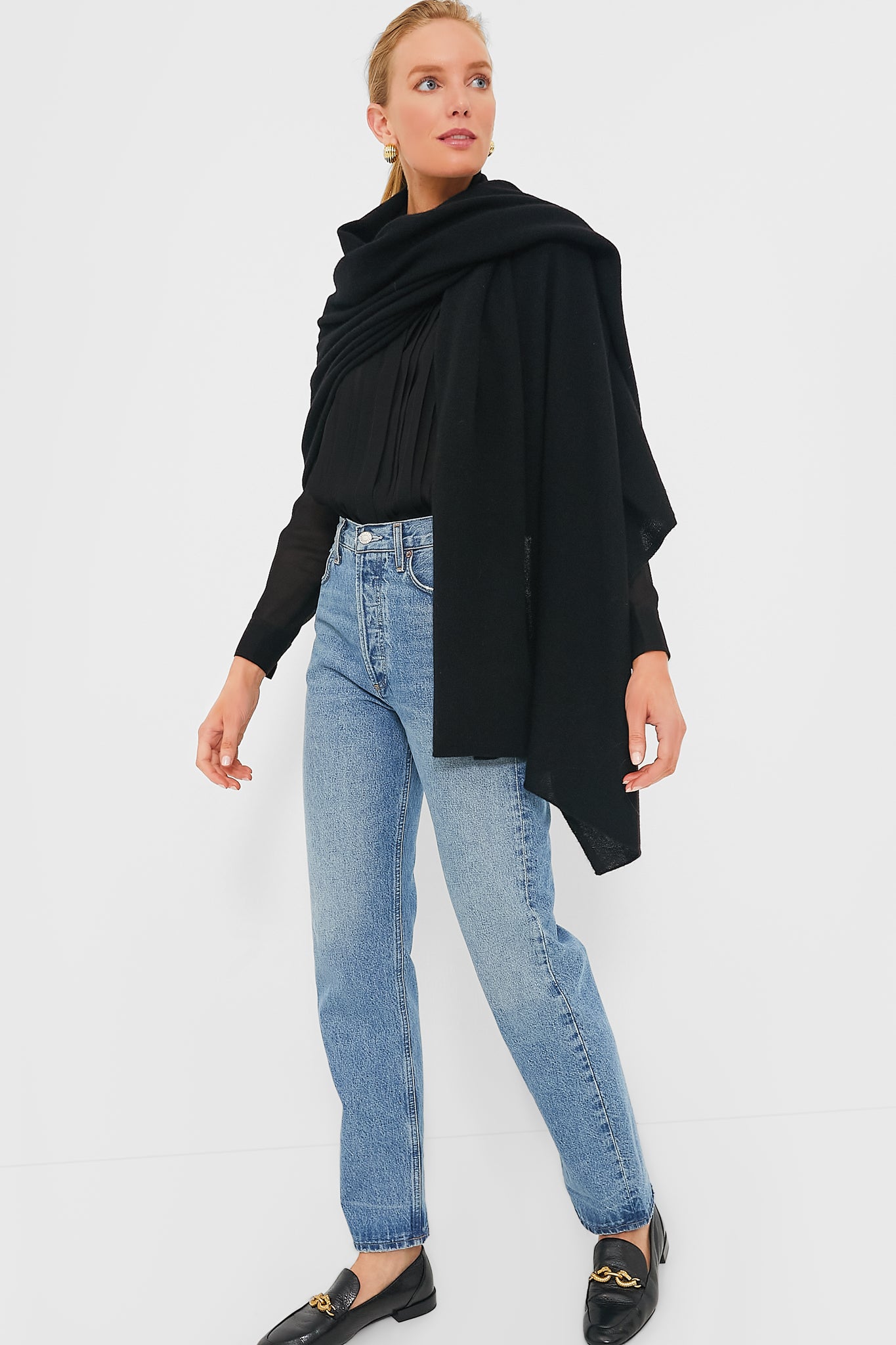 Noir Cashmere Blanket Scarf-Beilave