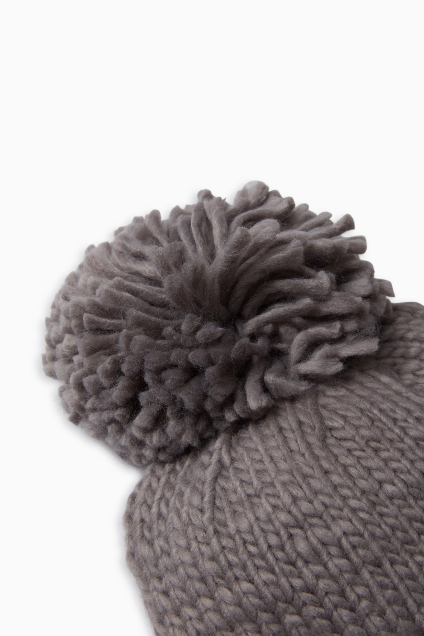 Grey Hand Knitted Basic Pom Hat-Beilave