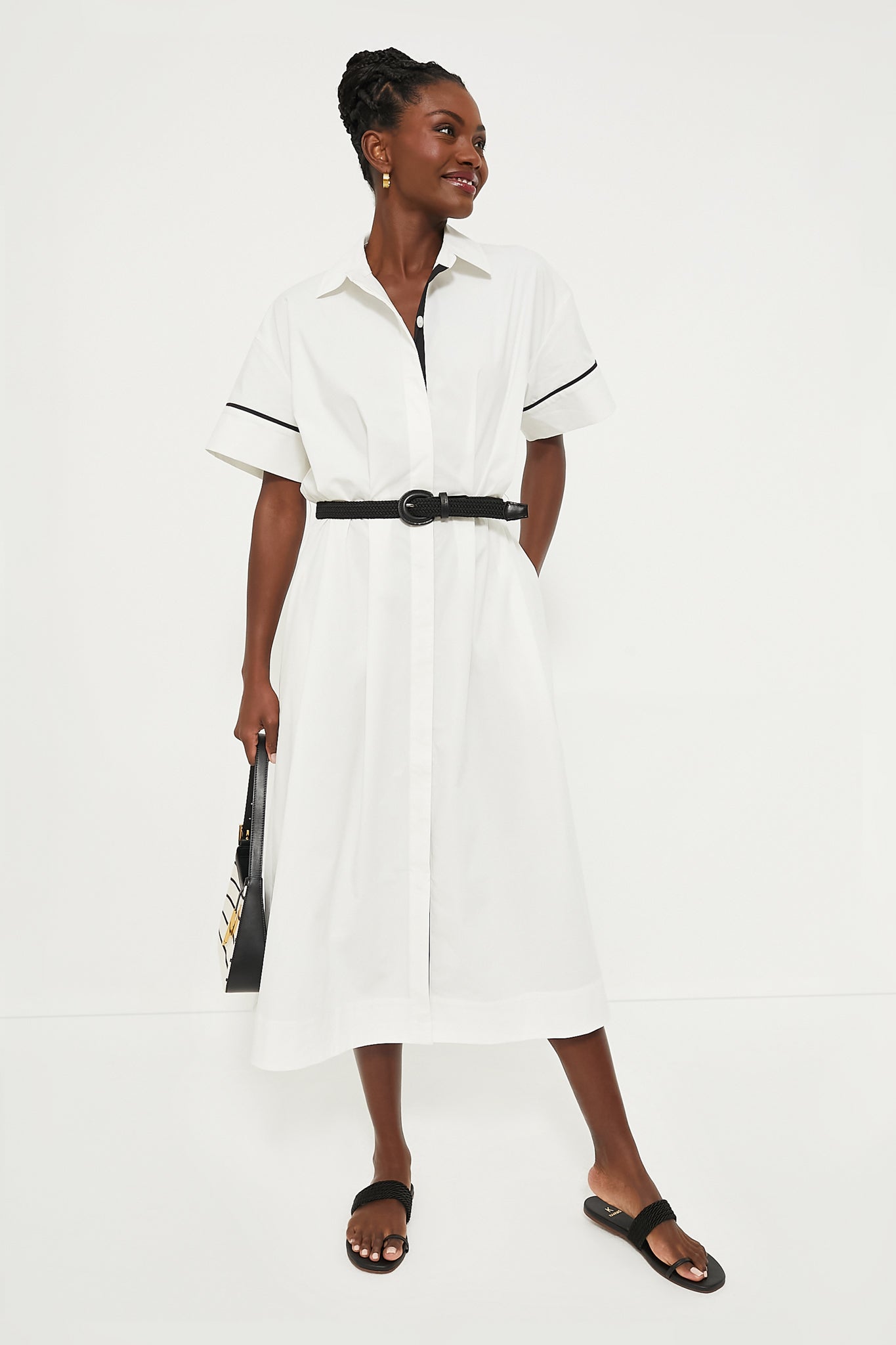 White Piped Kate Dress-Beilave