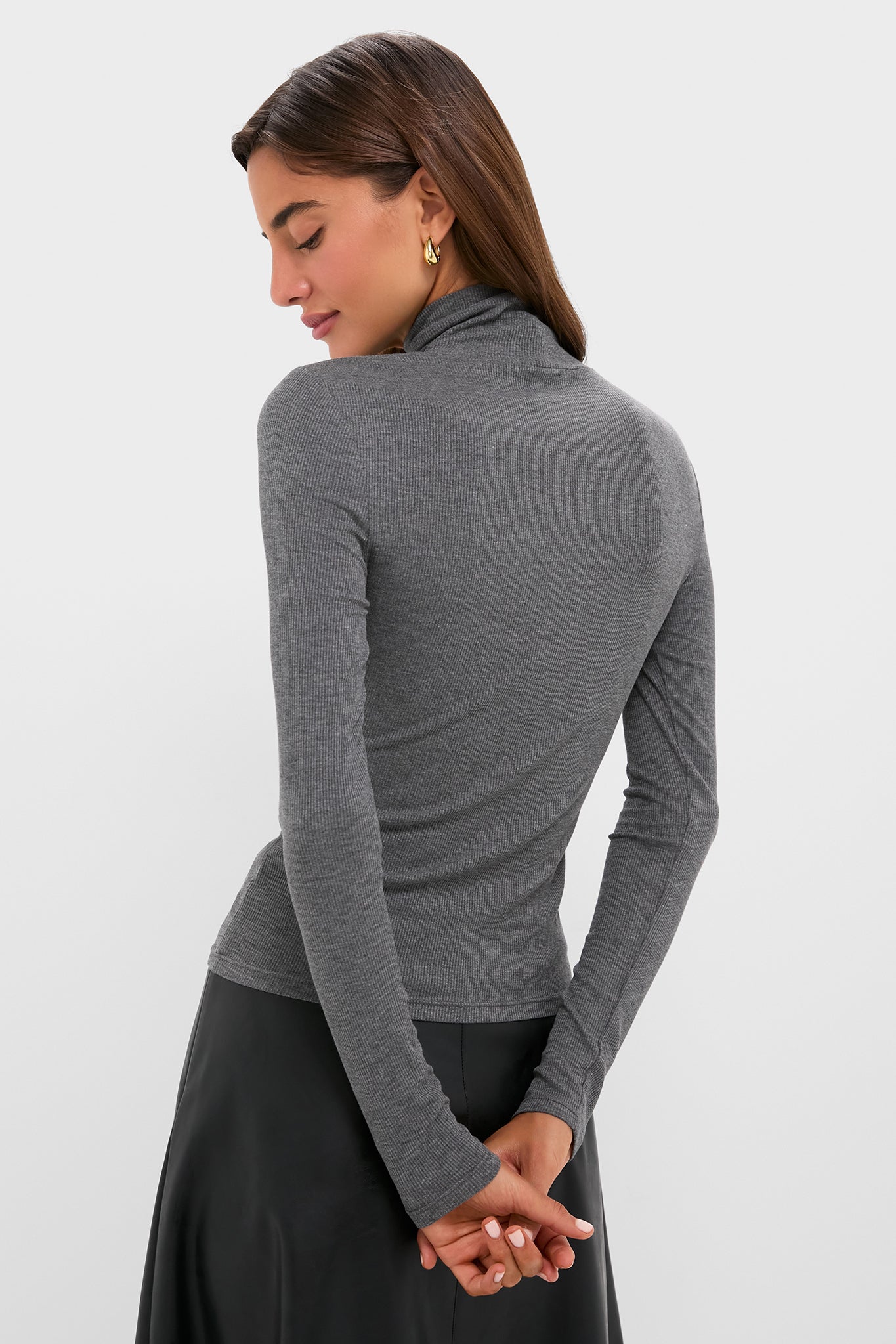 Gray Lightweight Ribbed Topanga Turtleneck-Beilave