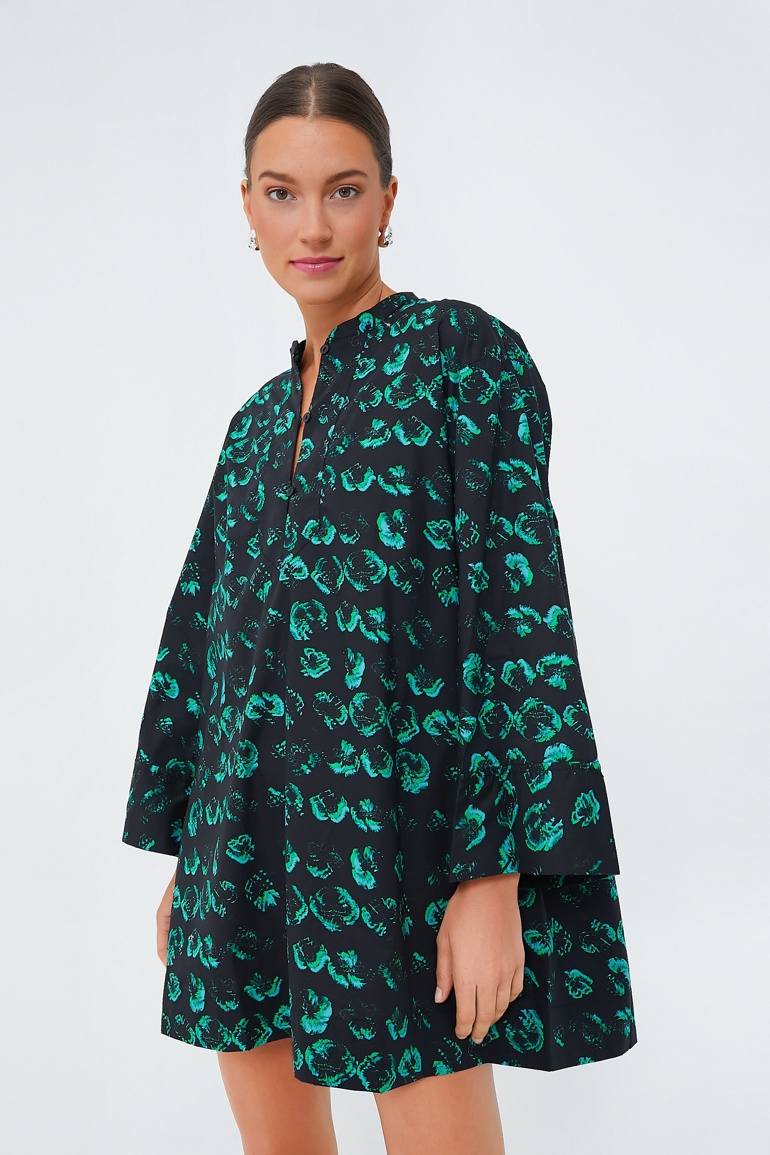 Green Distorted Pansy Abi Dress-Beilave