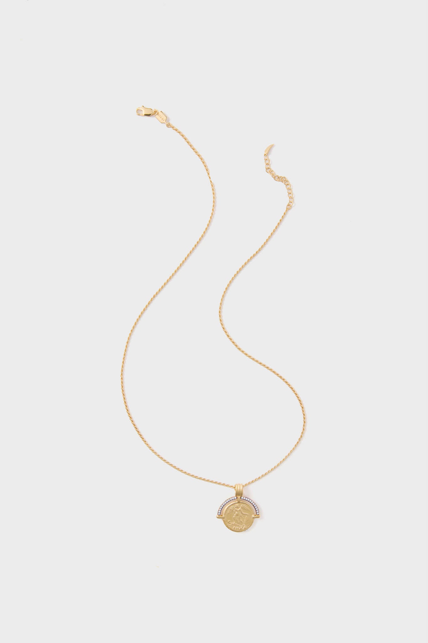 Gold Lucy Williams Engravable Fortuna Arc Coin Pendant Necklace-Beilave