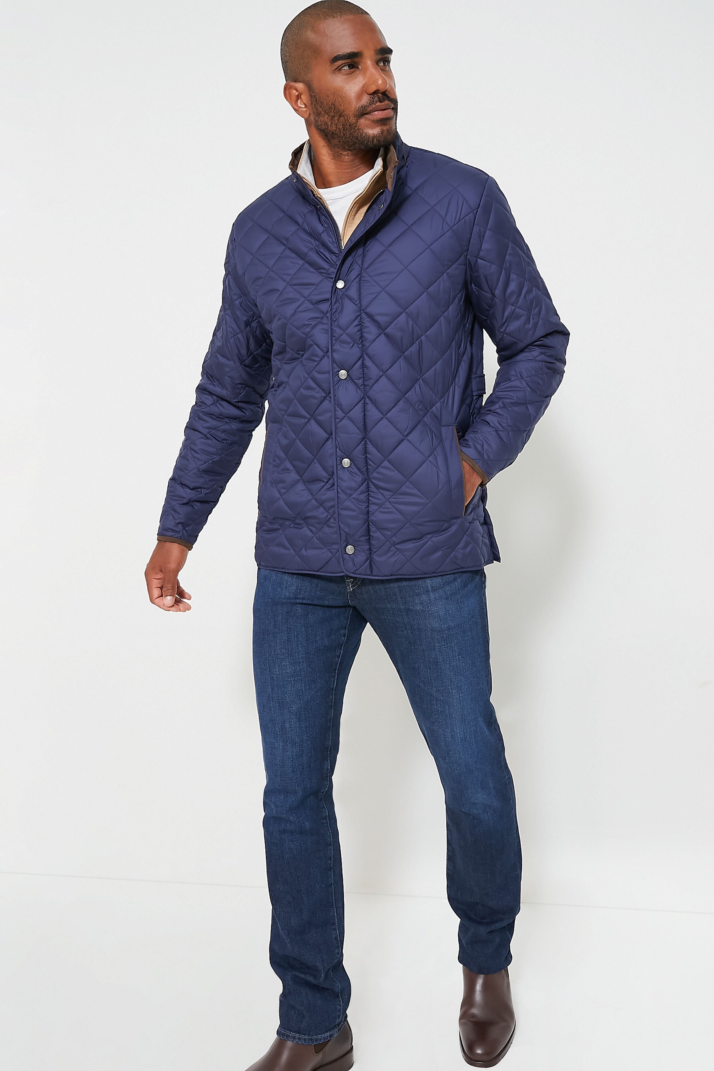 Navy Suffolk Quilted Travel Coat-Beilave