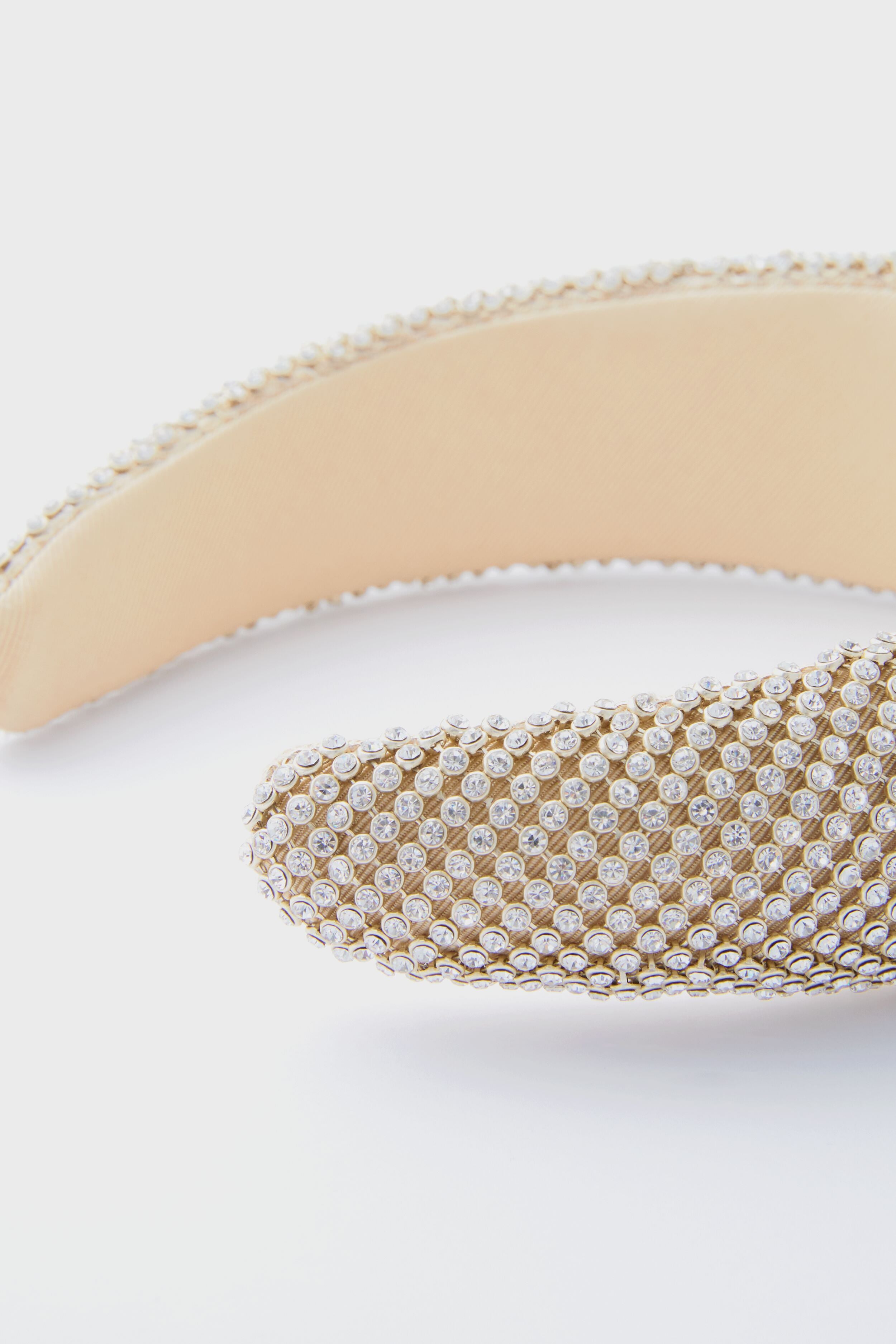 Gold Diamante Bellamy Puffy Headband-Beilave