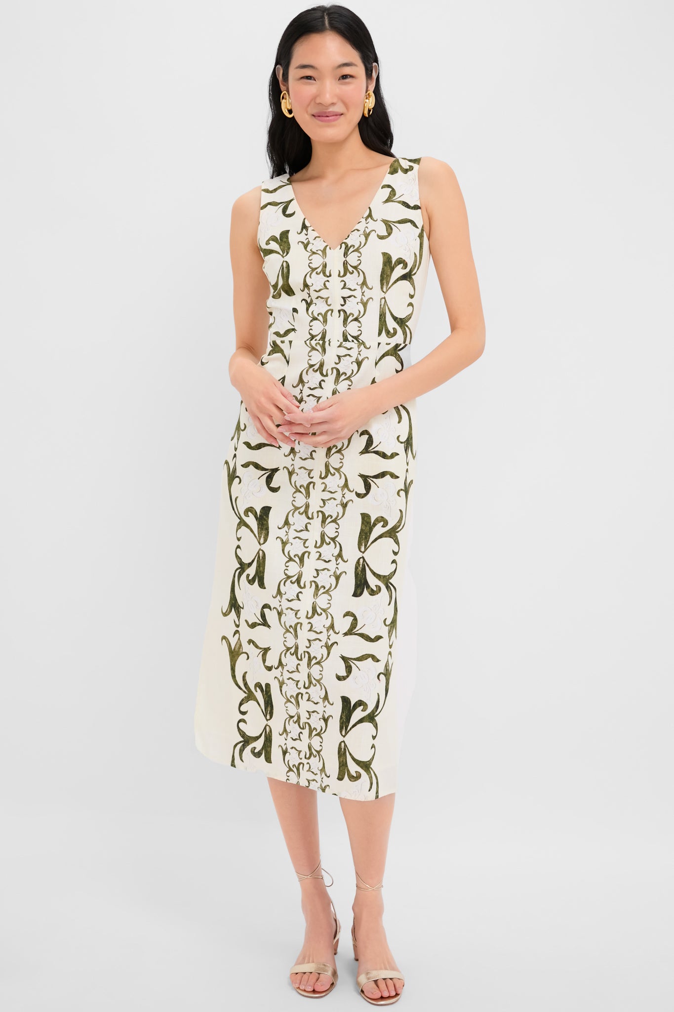 Green Detail Asher Midi Dress-Beilave