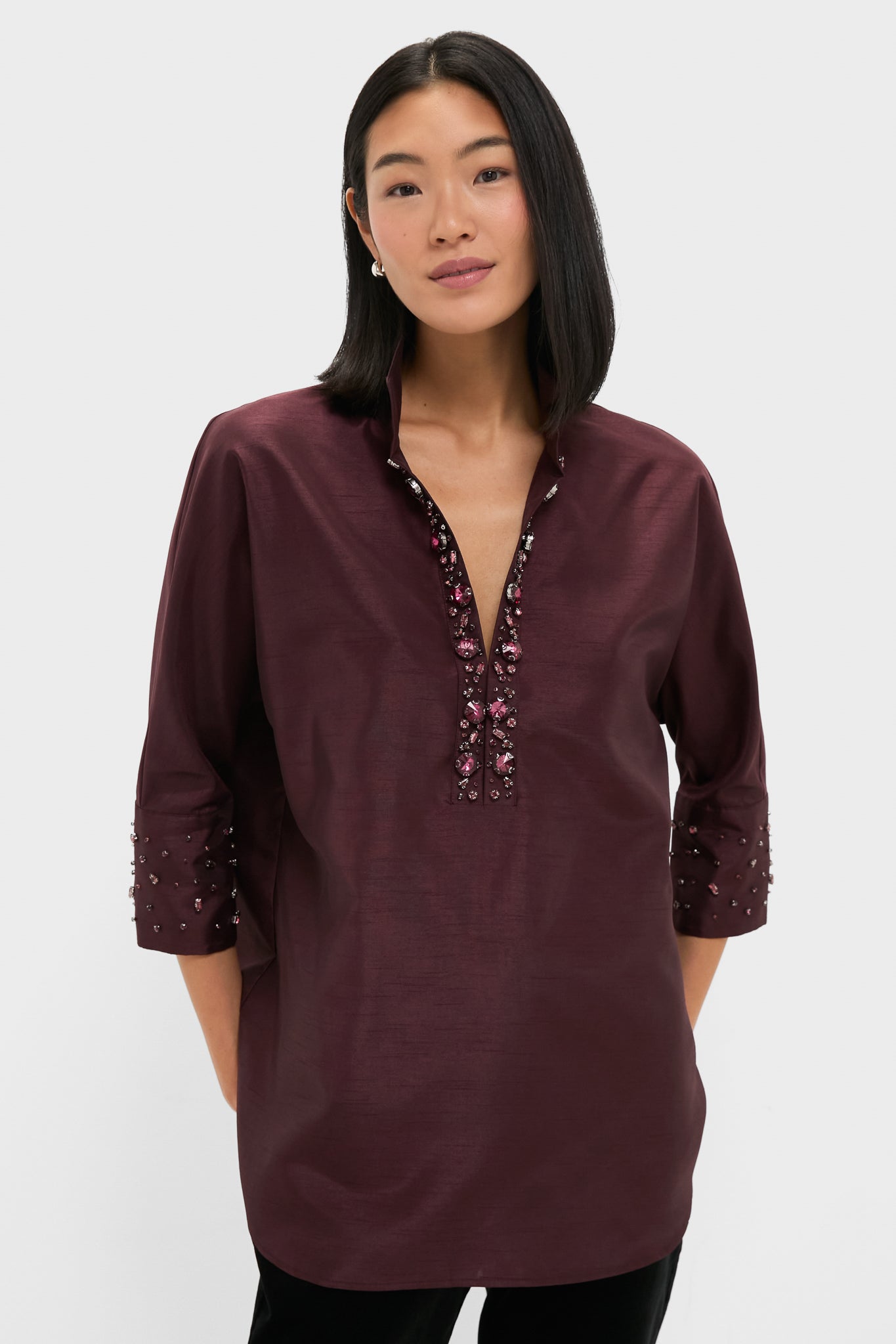 Winetasting Embellished Willow Blouse-Beilave
