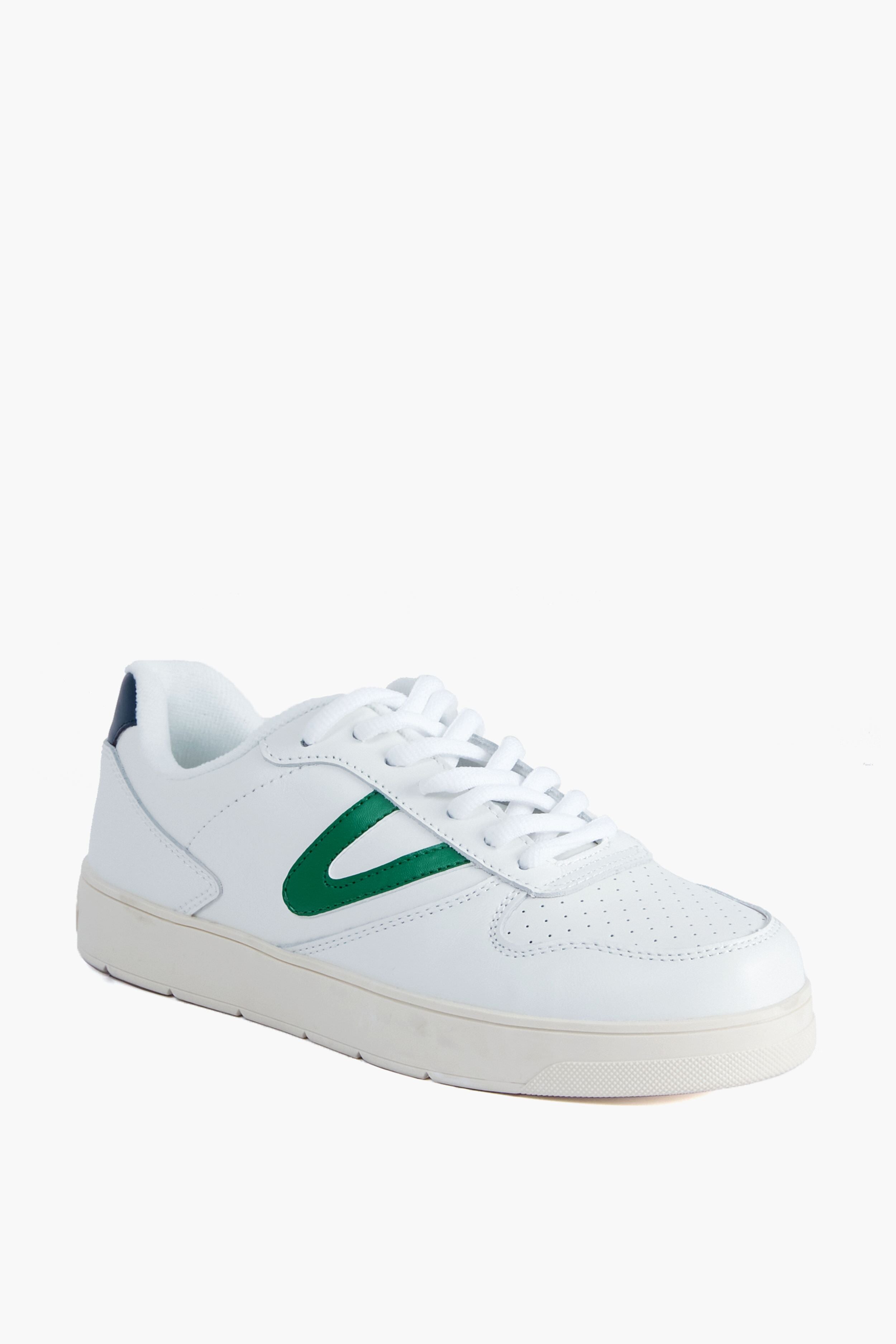 Women's White and Green Stadium Sneakers-Beilave
