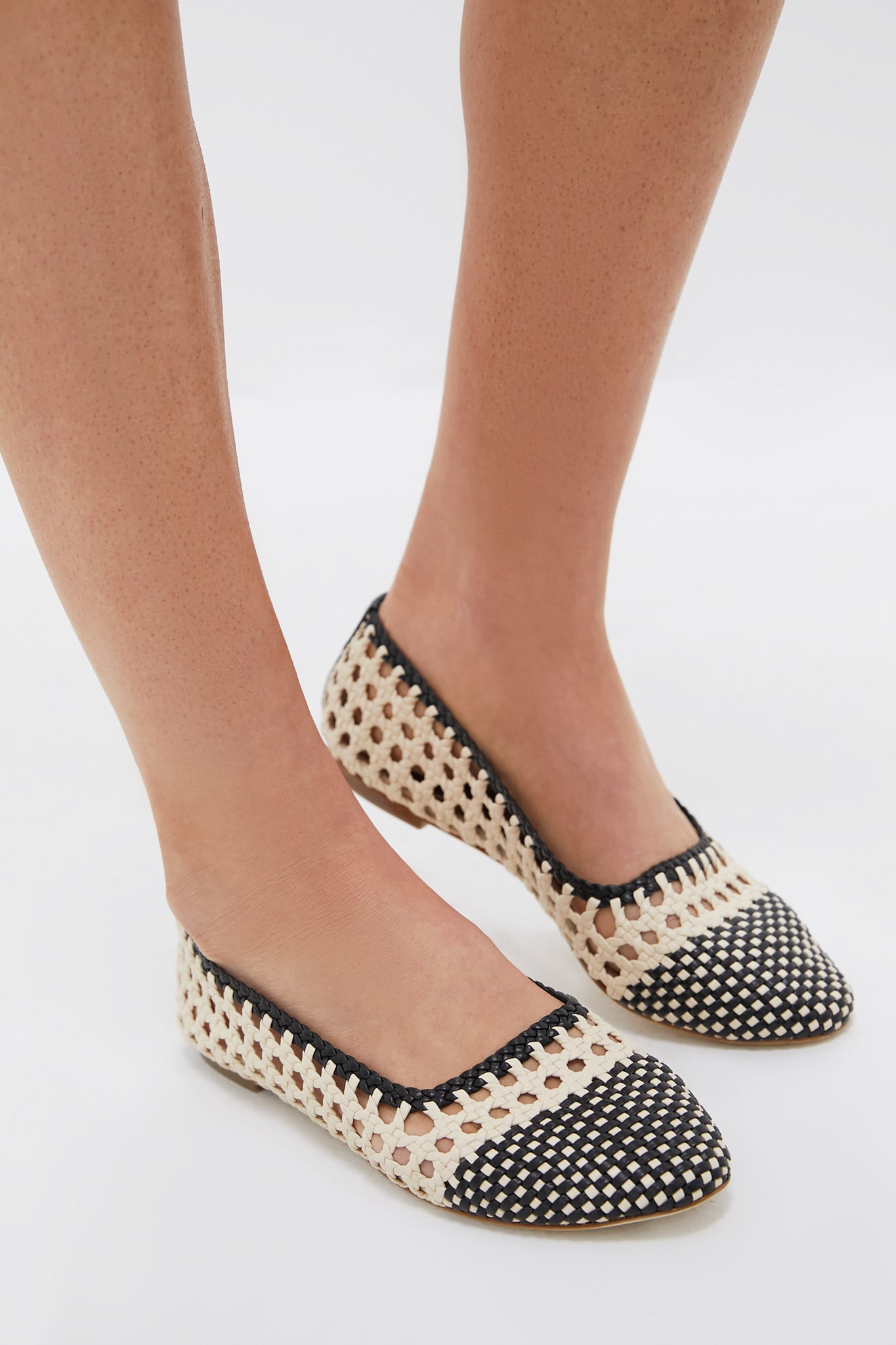 Cream and Black Nell Crochet Ballerina-Beilave