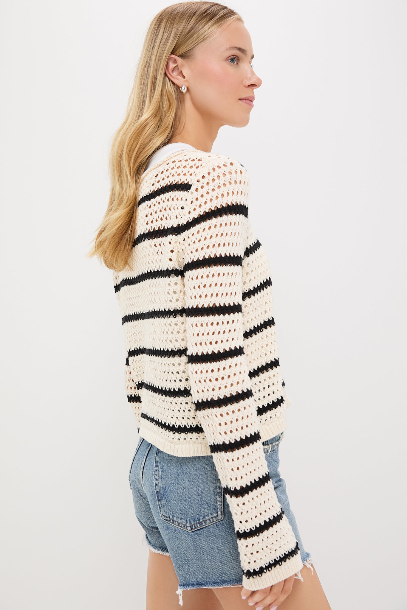 Sea Salt Kit Stripe Crochet Sweater-Beilave