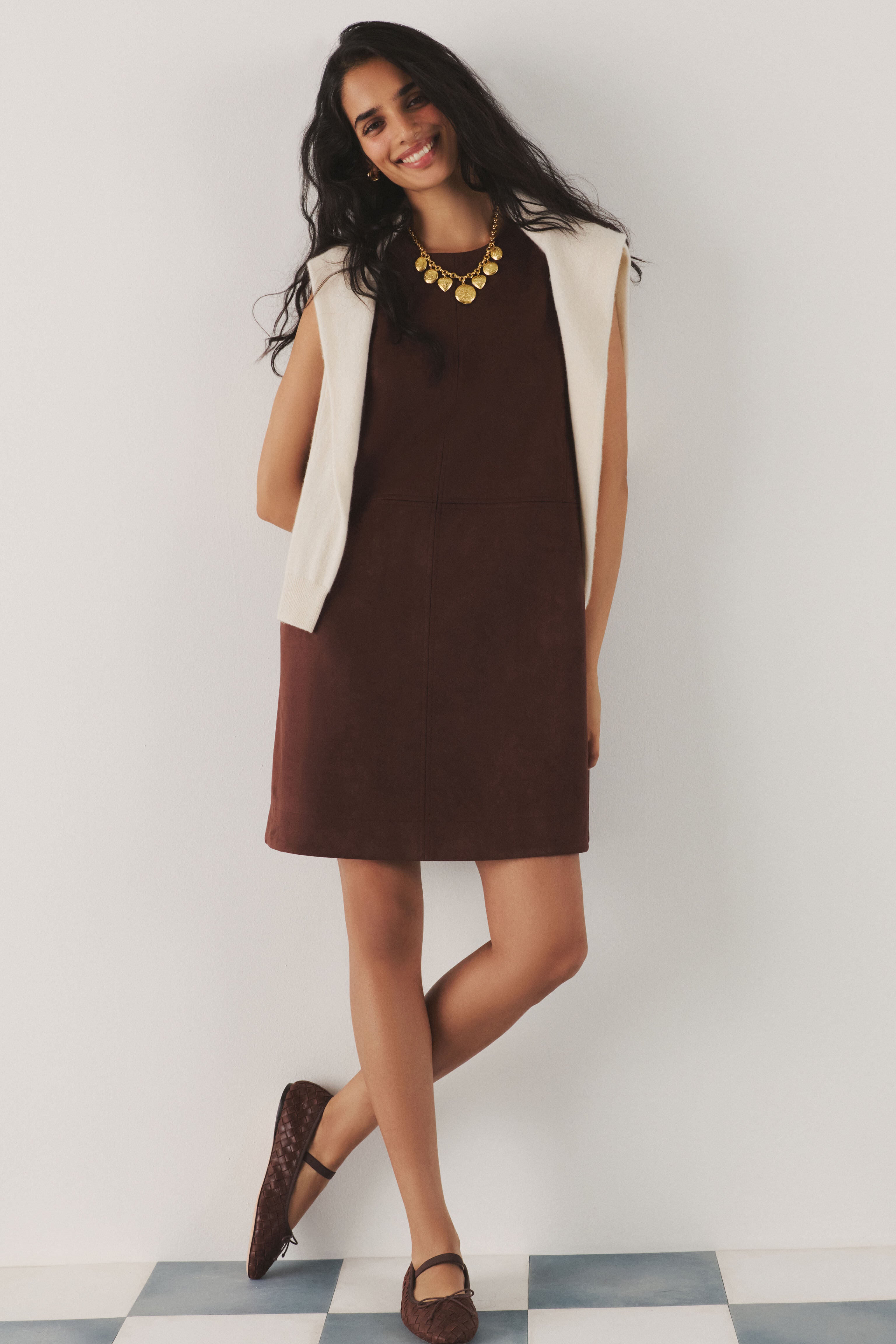 Ganache Vegan Suede Marlowe Dress-Beilave