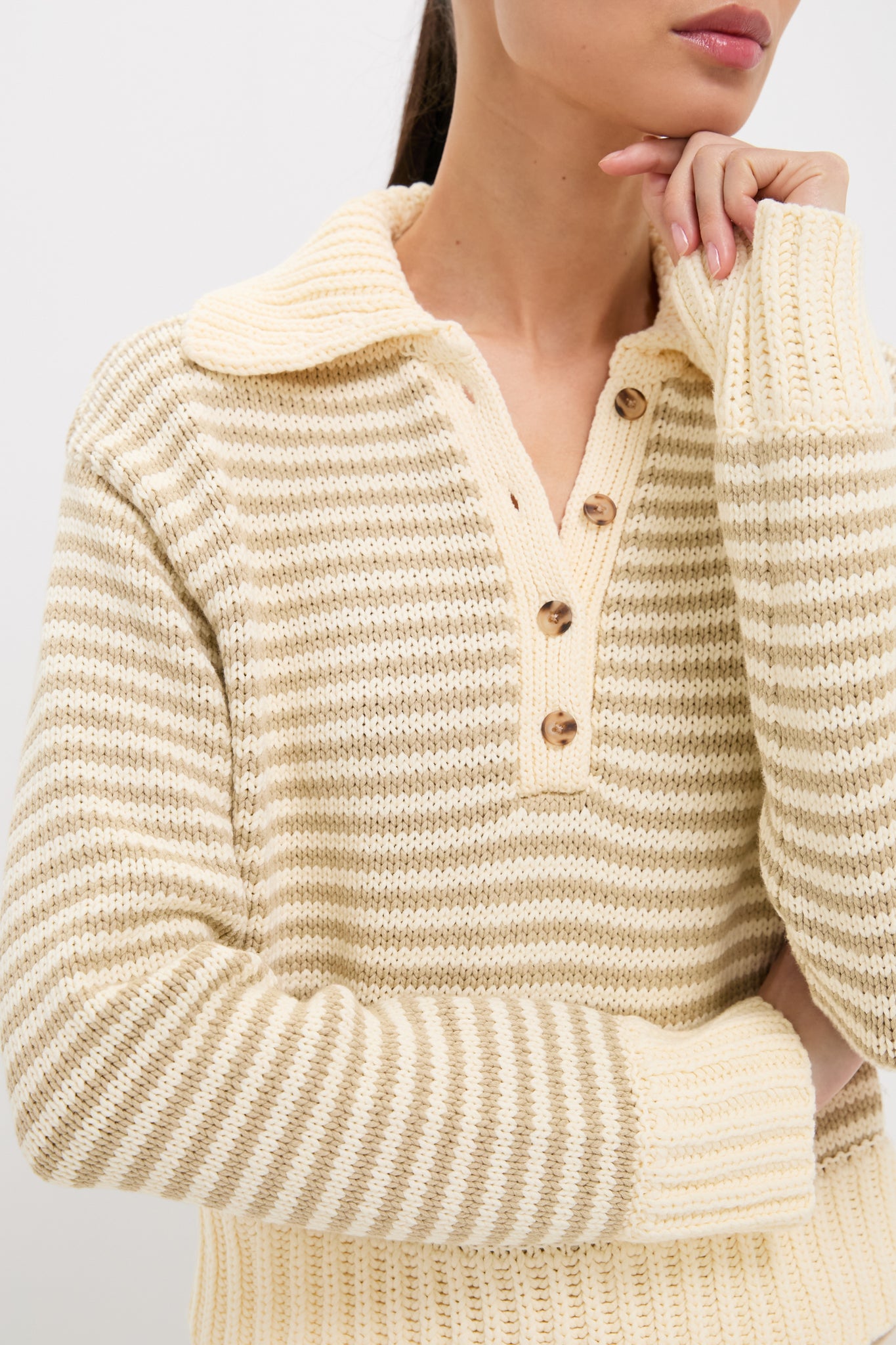 Striped Doro Henley Sweater-Beilave