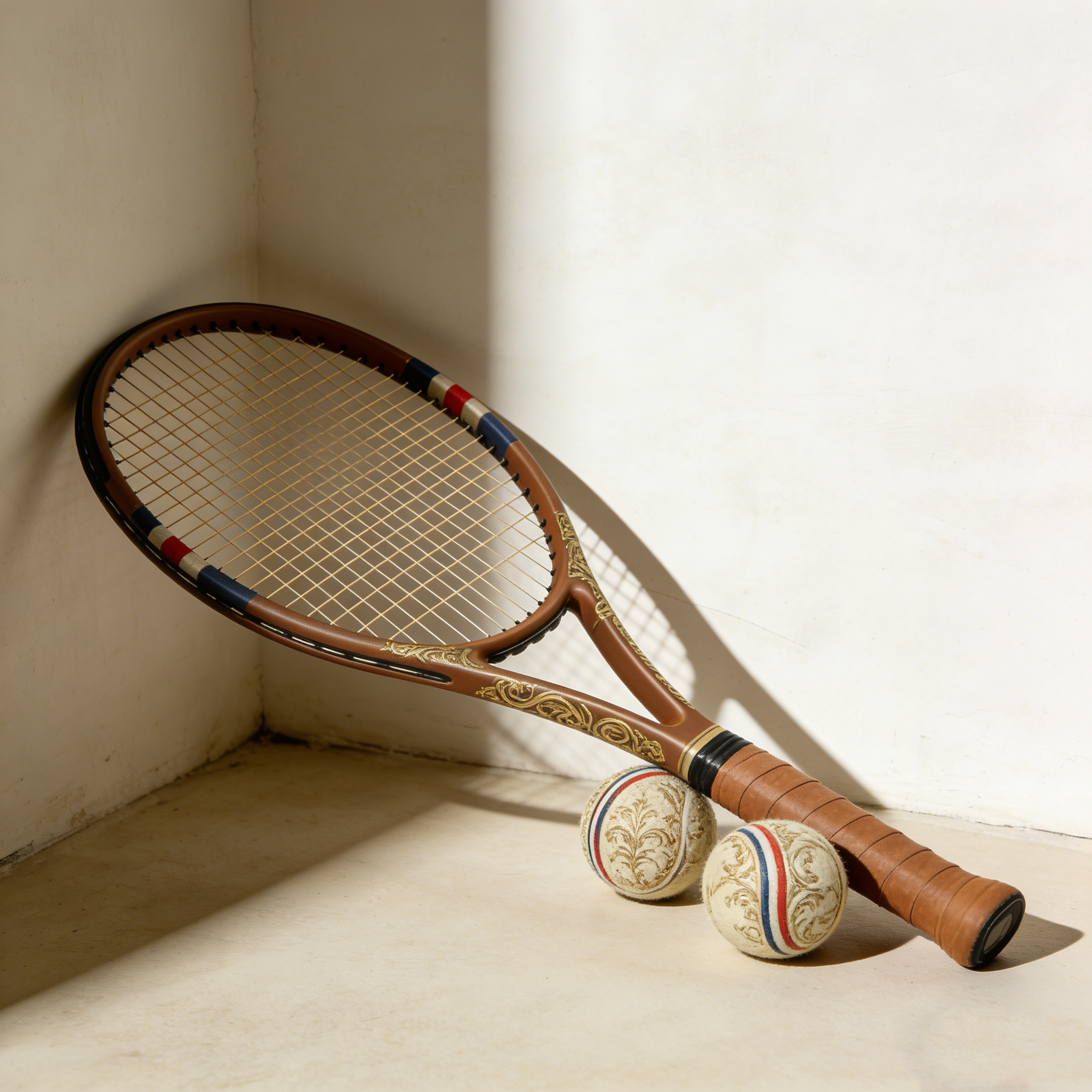 Ensemble de tennis : une raquette et deux balles