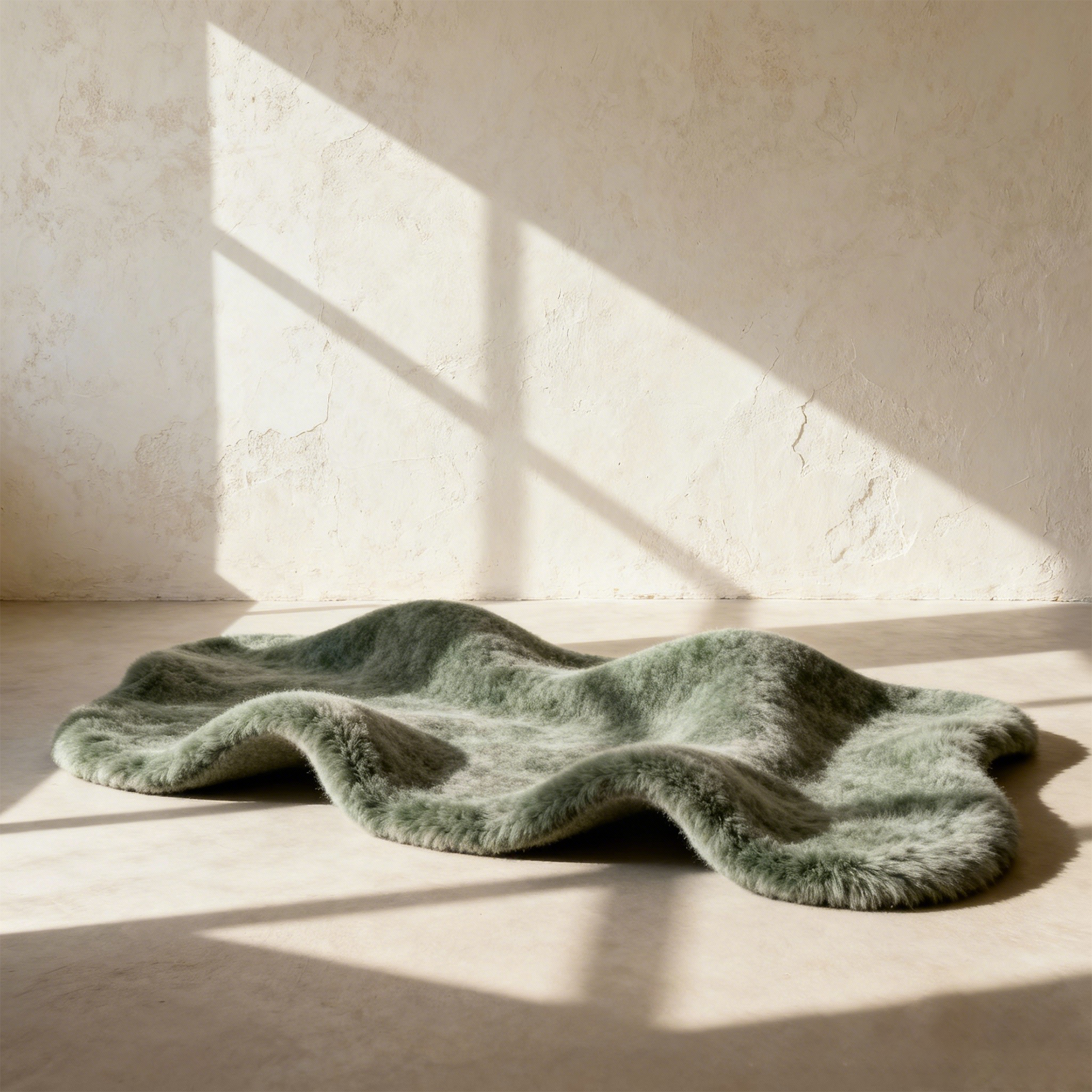 Forest Green Fuzzy Area Rugs (5 Pieces)