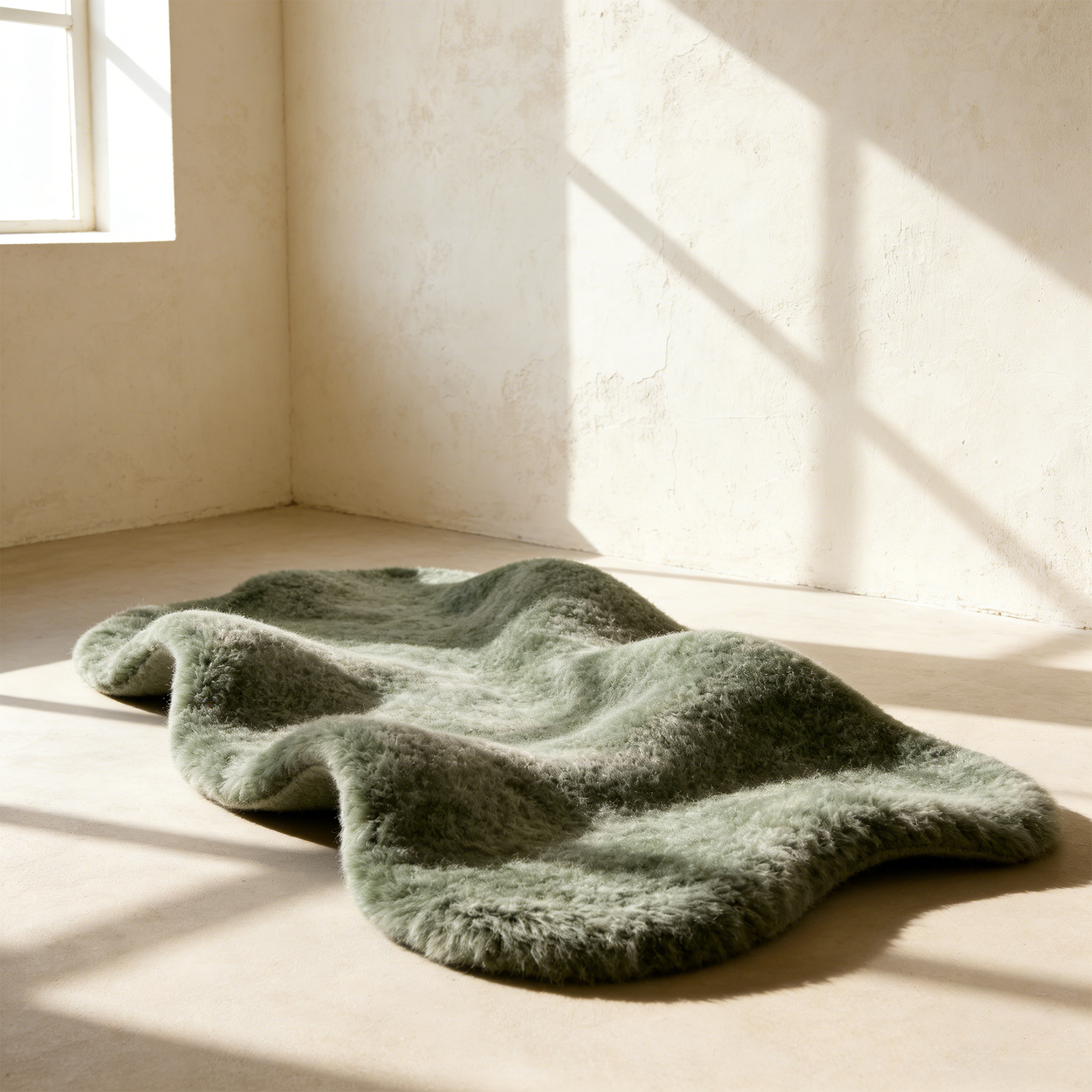Forest Green Fuzzy Area Rugs (5 Pieces)
