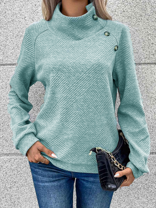 🎄Christmas Clearance🔥Women's High Neck Special Button Designer Sweat