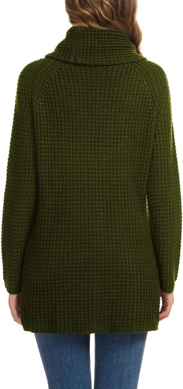 Women's Chunky Turtleneck Long Sleeve Asymmetric Hem Loose Knit Pullover Sweaters