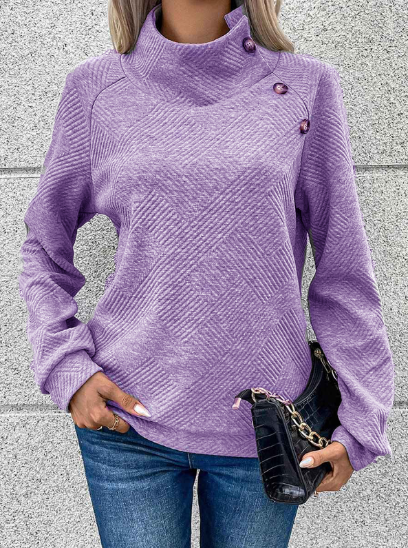 🎄Christmas Clearance🔥Women's High Neck Special Button Designer Sweatshirt