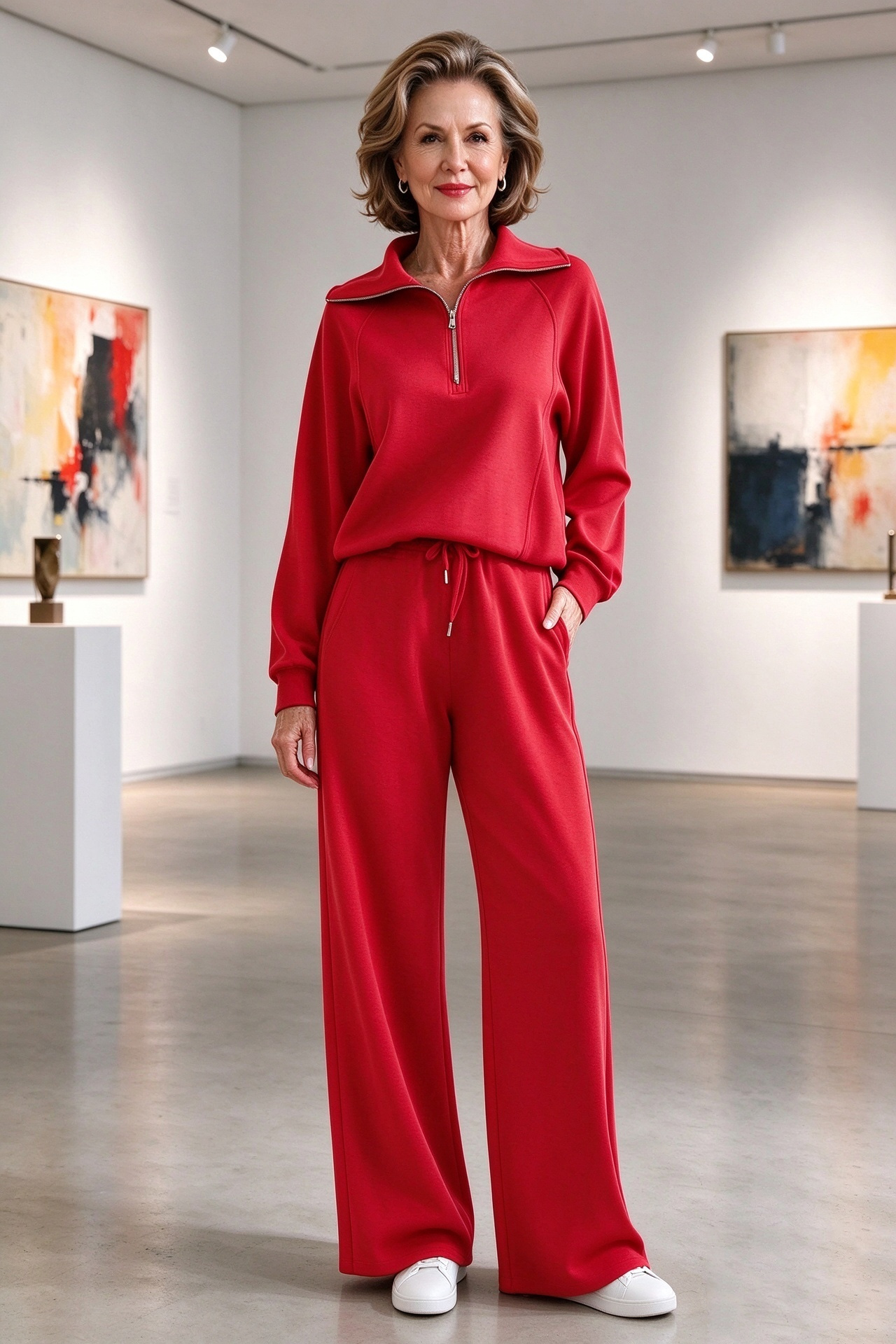 Women’s Soft Ribbed Two-Piece Lounge Set – Relaxed Long-Sleeve Top & Matching Pants