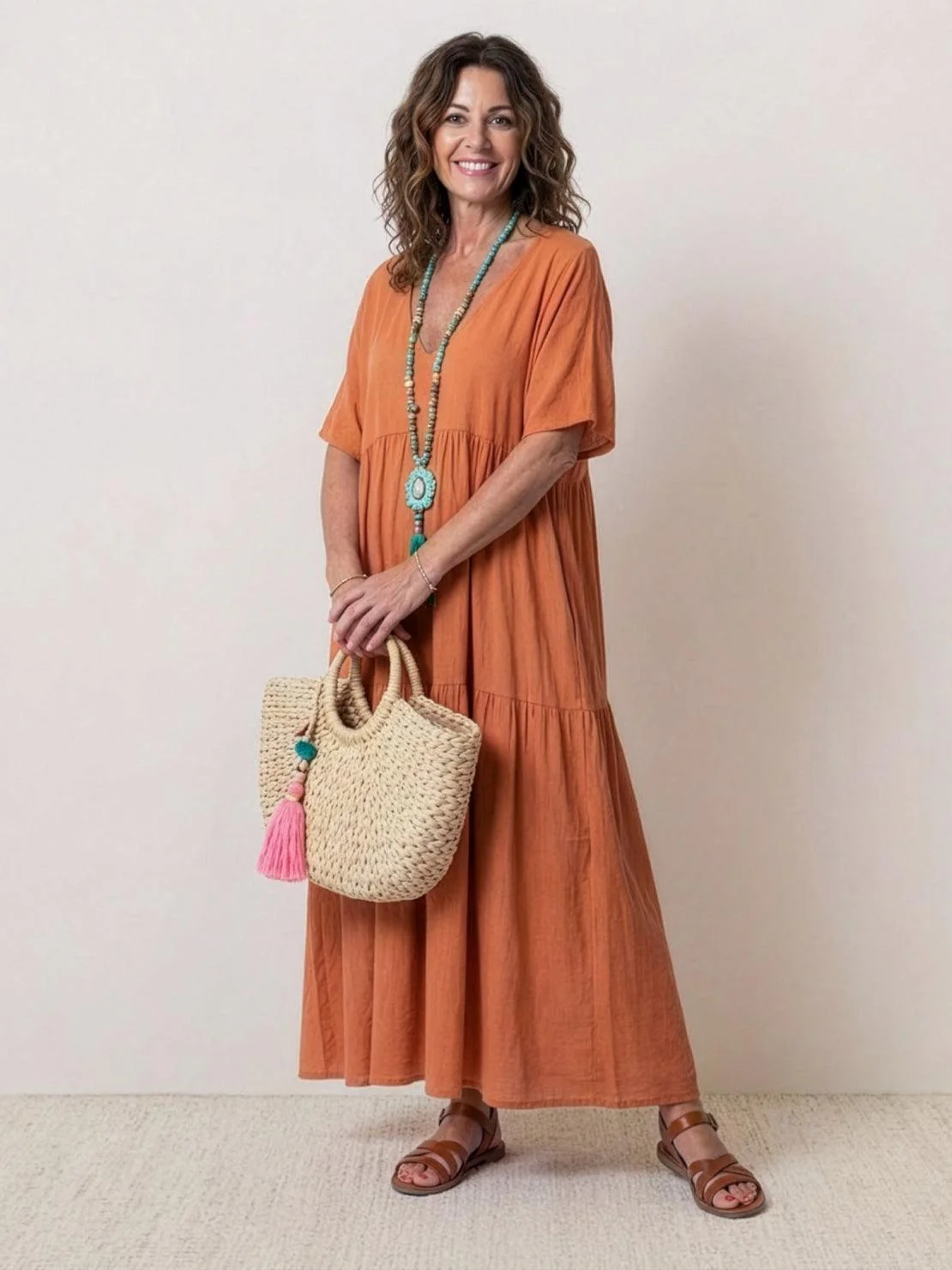 ⏳Time-Limited Special⏰Women's Casual Long Dress – V-Neck, Loose, Flowy 🌾
