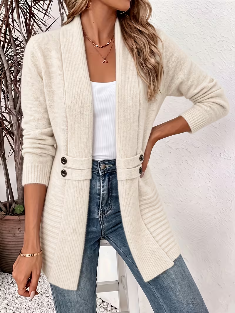 Women's Spring/autumn Casual Double-breasted Decorative Belt Cardigan