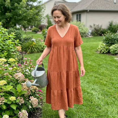 ⏳Time-Limited Special⏰Women's Casual Long Dress – V-Neck, Loose, Flowy 🌾