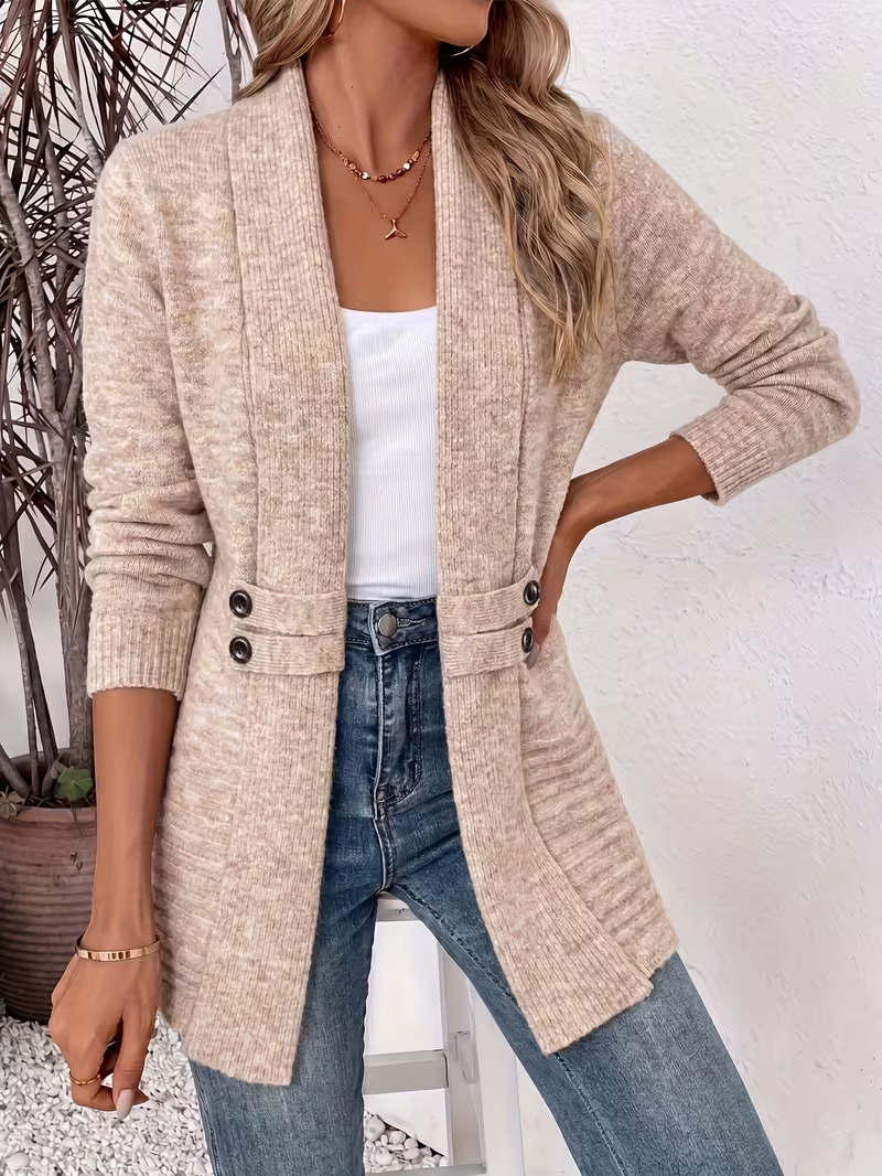 Women's Spring/autumn Casual Double-breasted Decorative Belt Cardigan