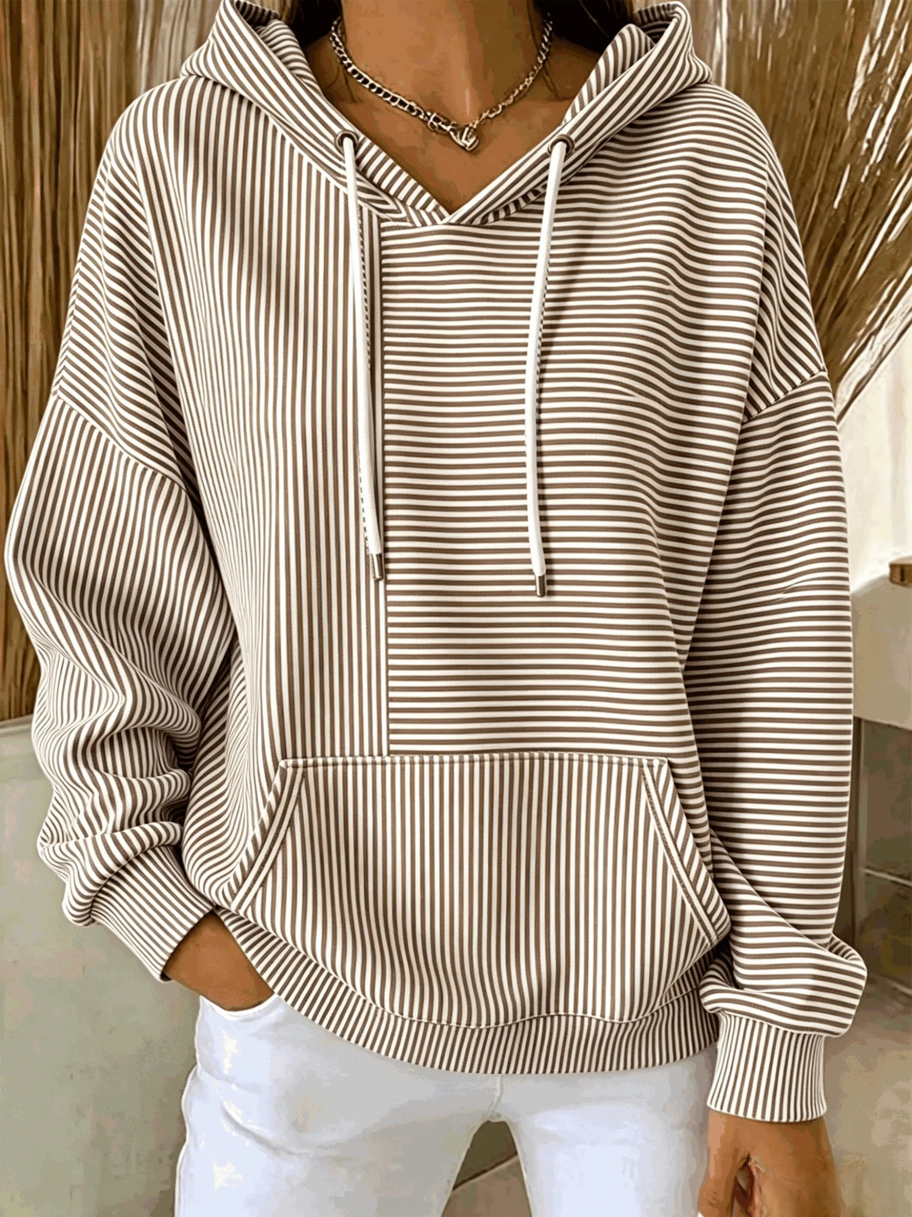 New Arrivals🔥Women Striped Long Sleeve Casual Daily Spring/Fall Hoodie