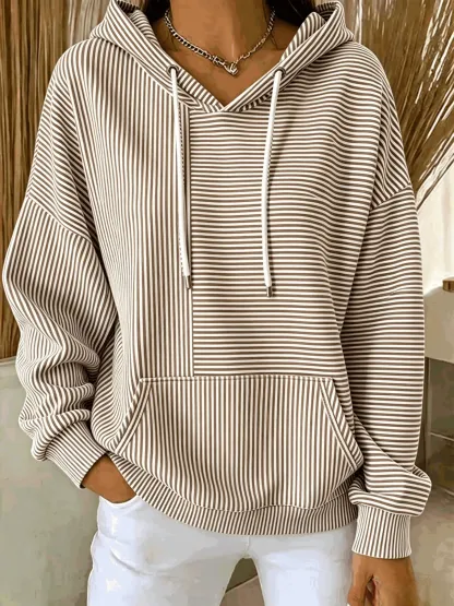 New Arrivals🔥Women Striped Long Sleeve Casual Daily Spring/Fall Hoodie