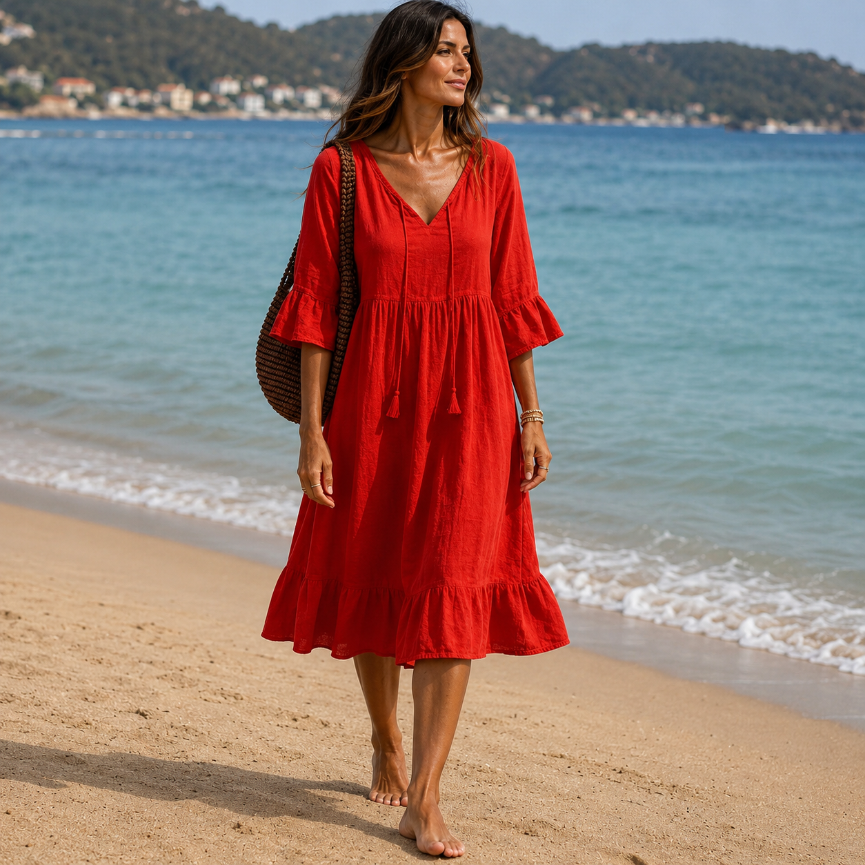 Boho dress with ruffles