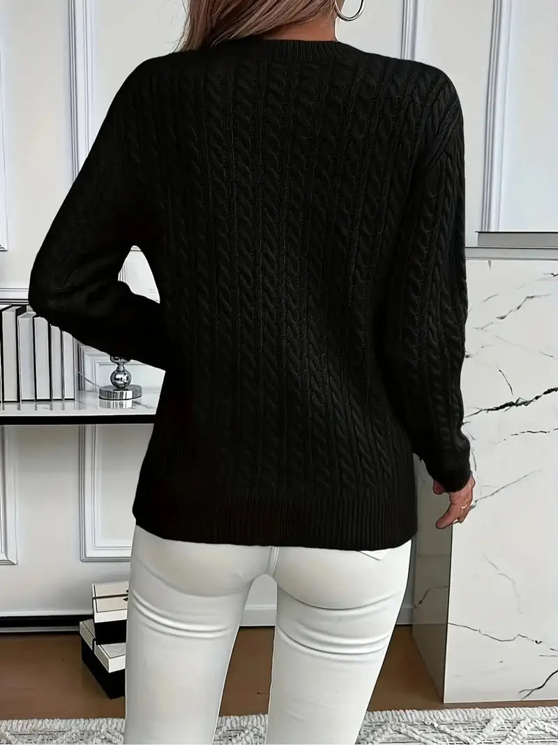 50% OFF Today | Classic Cable Knit Sweater – Loose Fit