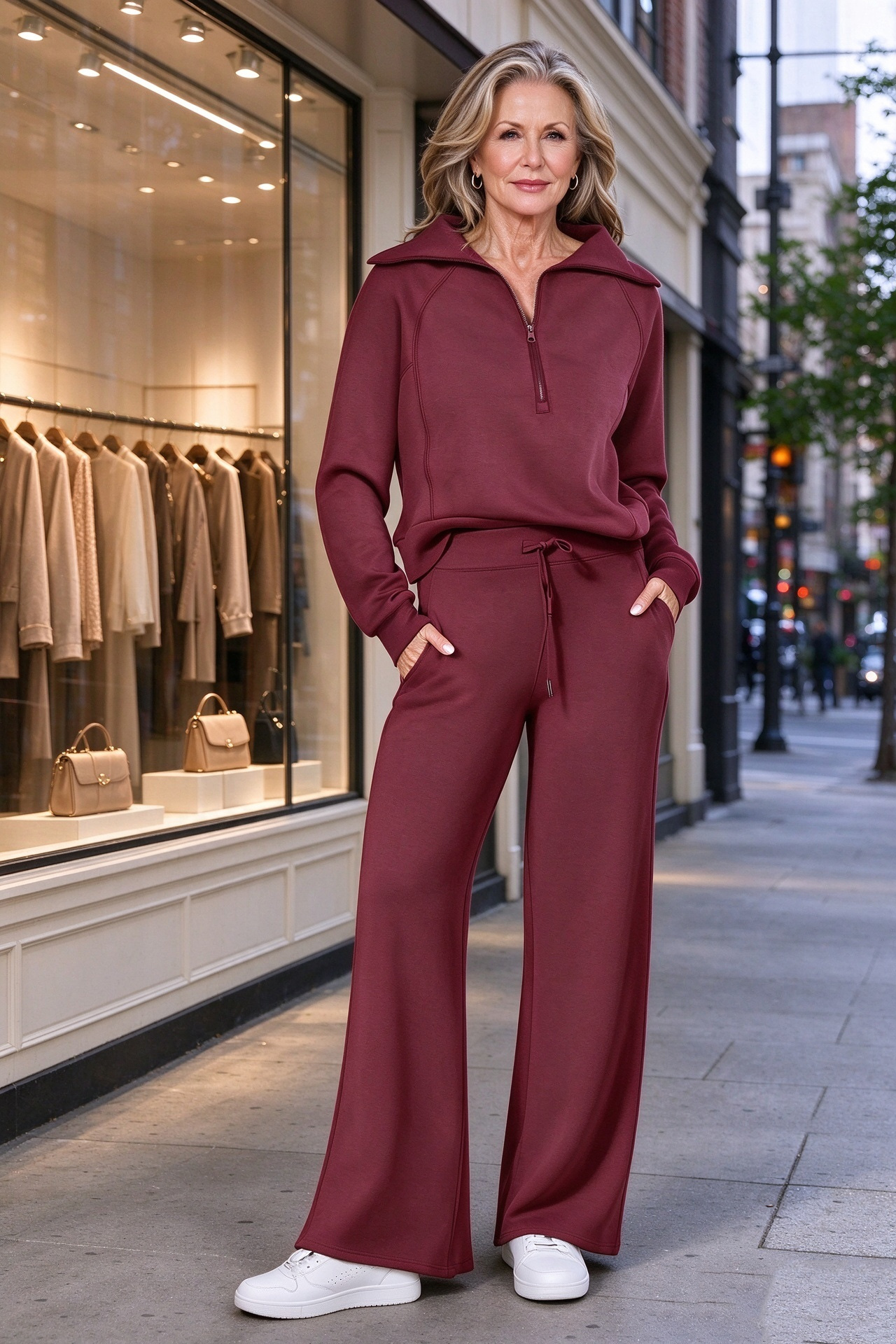 Women’s Soft Ribbed Two-Piece Lounge Set – Relaxed Long-Sleeve Top & Matching Pants