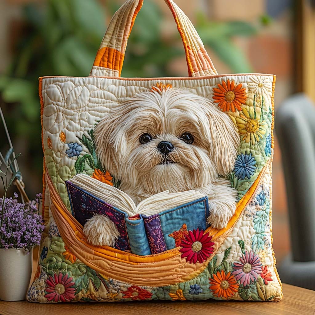 Book Shih Tzu Quilted Tote Bag NCU0NXD712 – solveraco