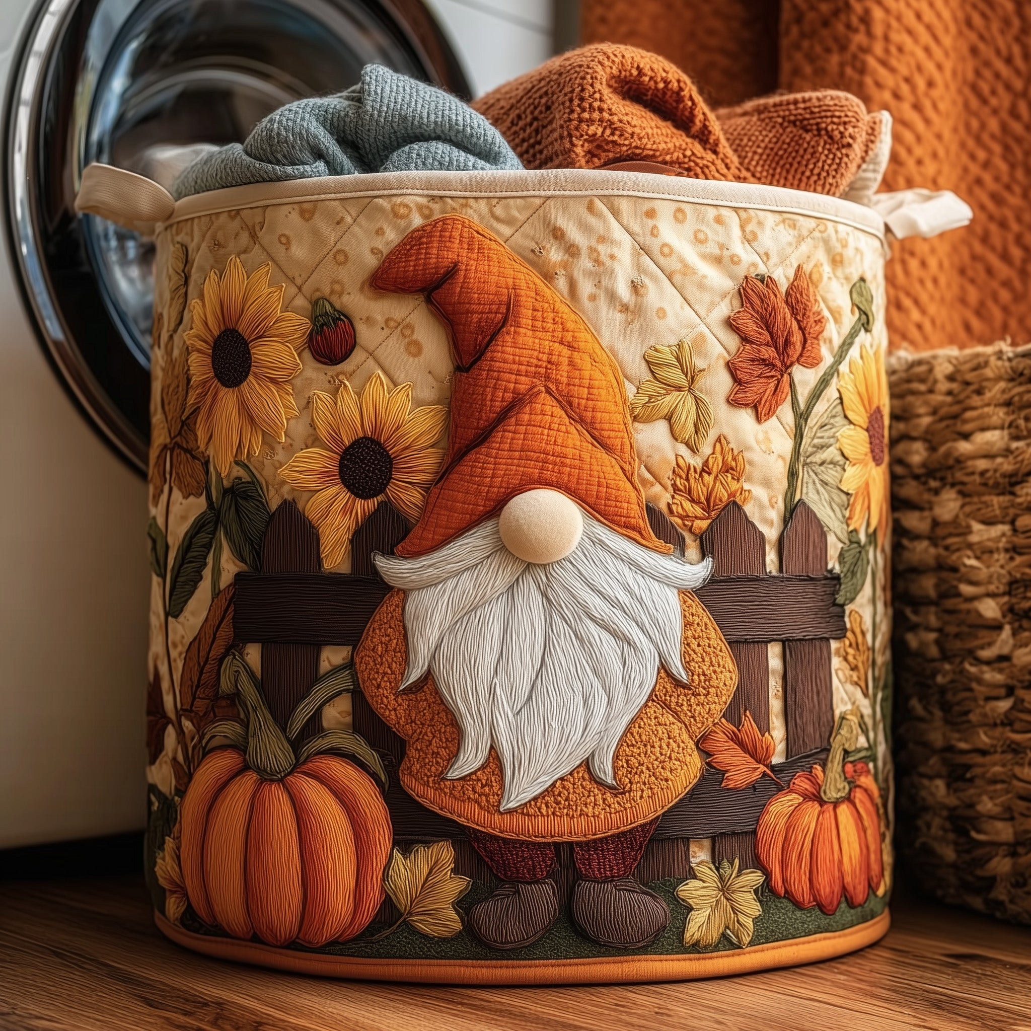 Autumn Gnomes Quilted Laundry Basket GFTOMA3732