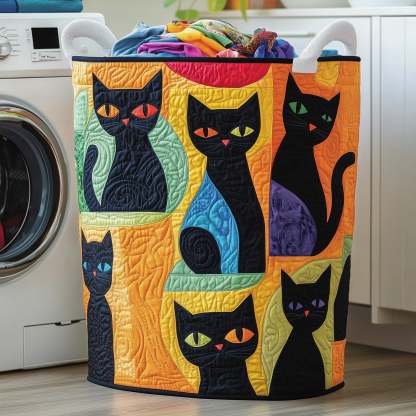 Black Cat Quilted Laundry Basket GFTOMA4678