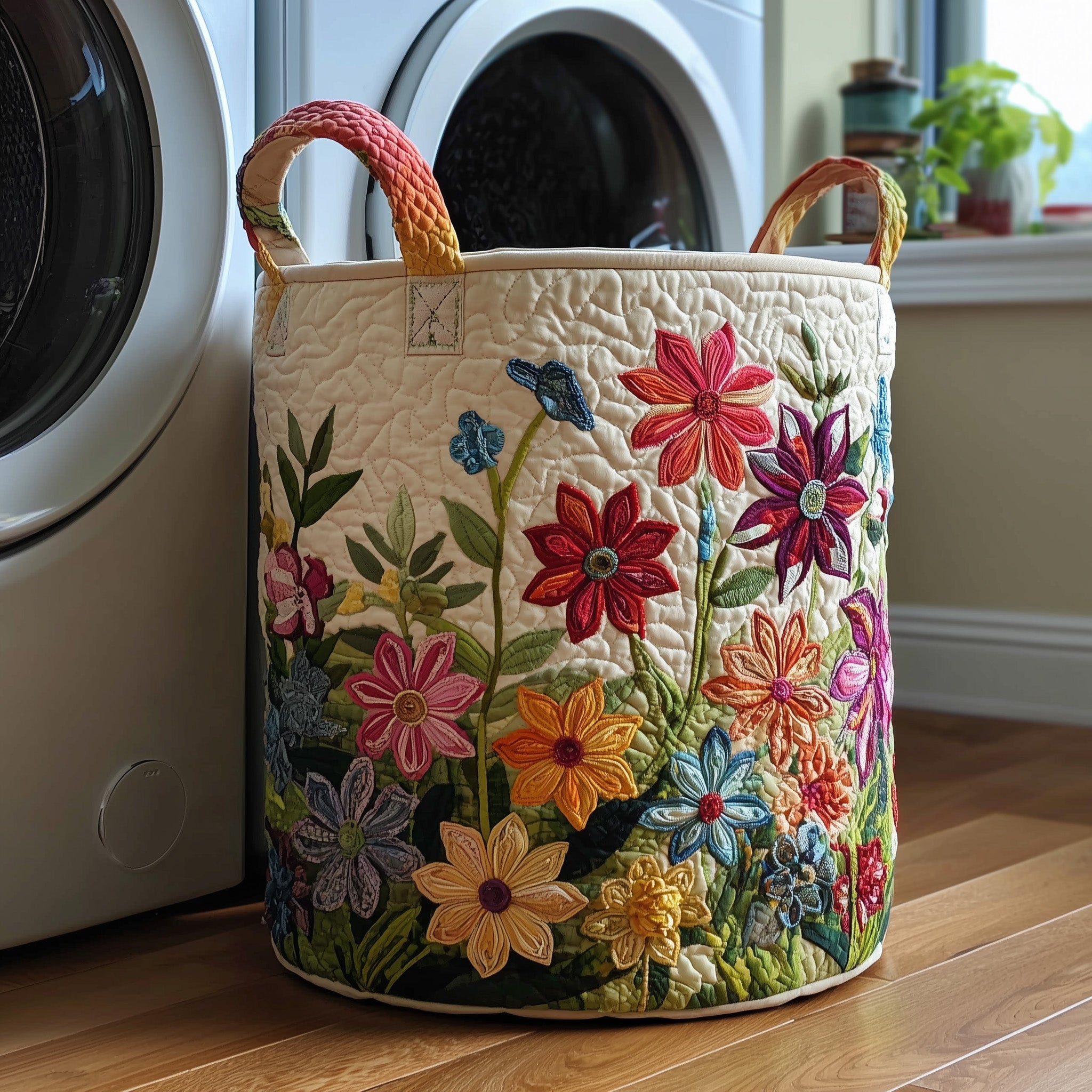 Flower Field Quilted Laundry Basket GFTOTP10988