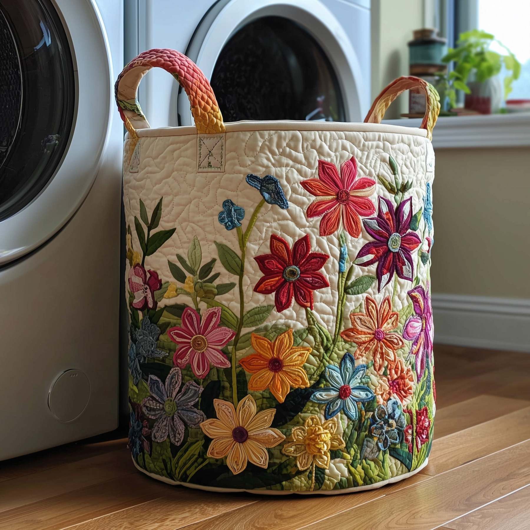 Flower Field Quilted Laundry Basket GFTOTP10988