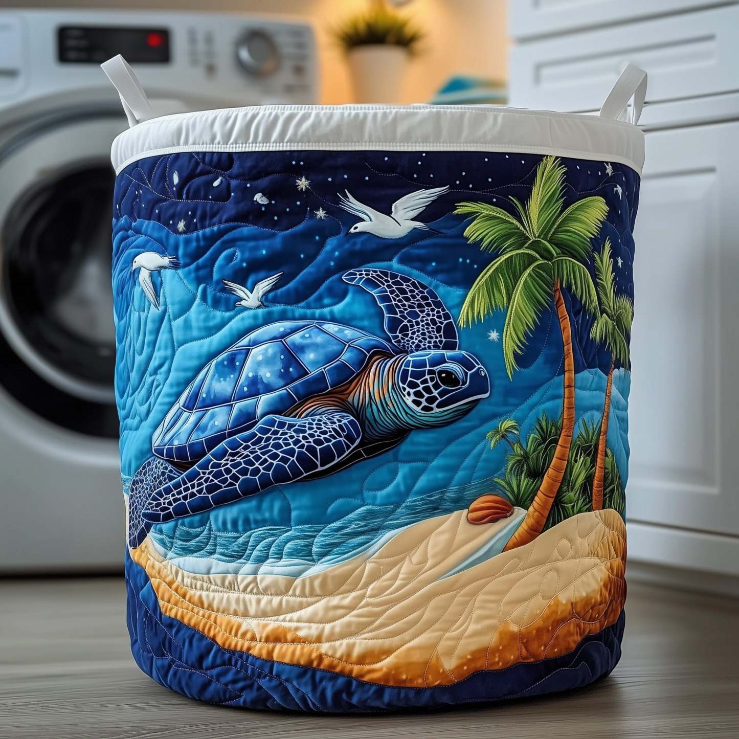 Night Turtle Quilted Laundry Basket GFTOXM190