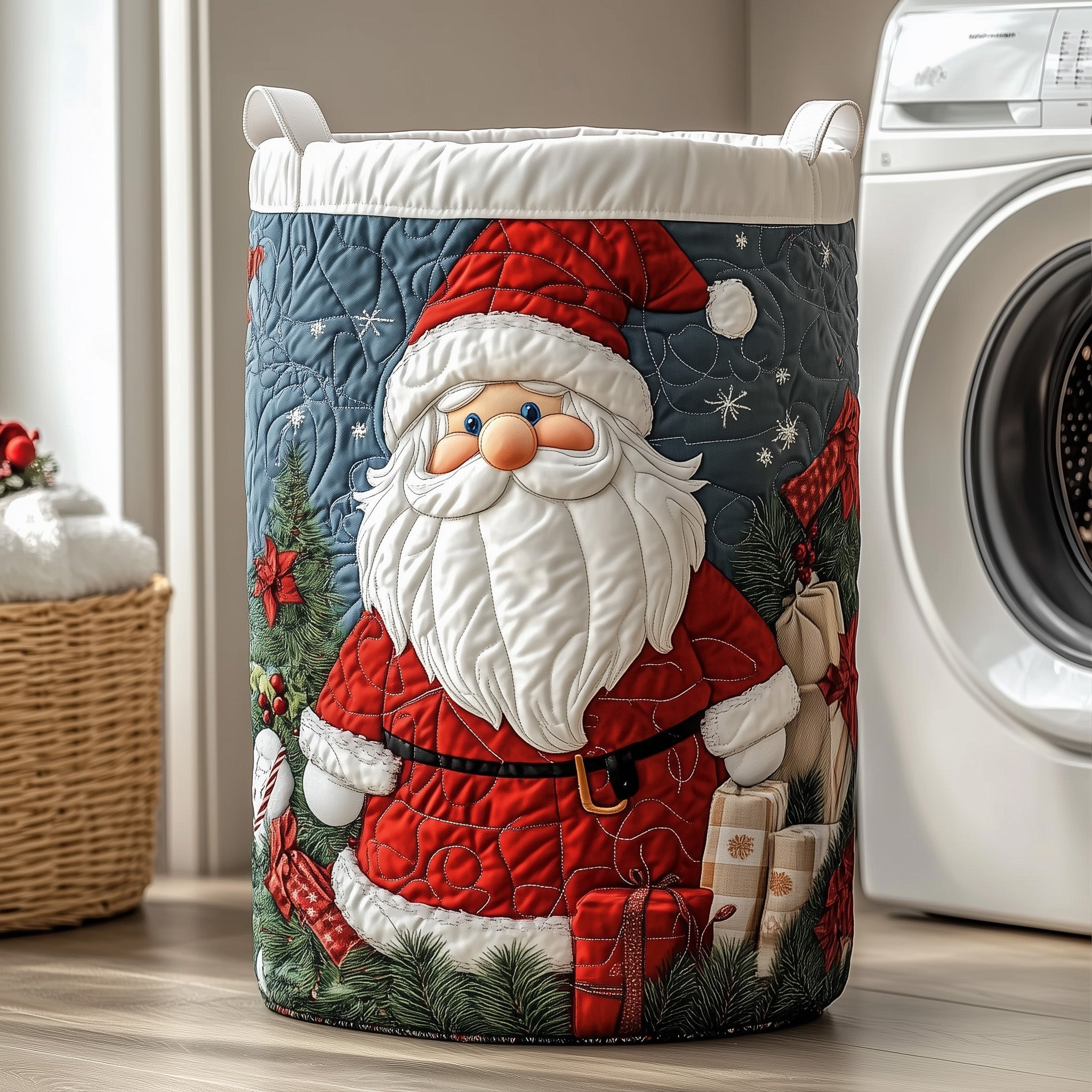 Santa Claus Gnome Quilted Laundry Basket GFTOXM327