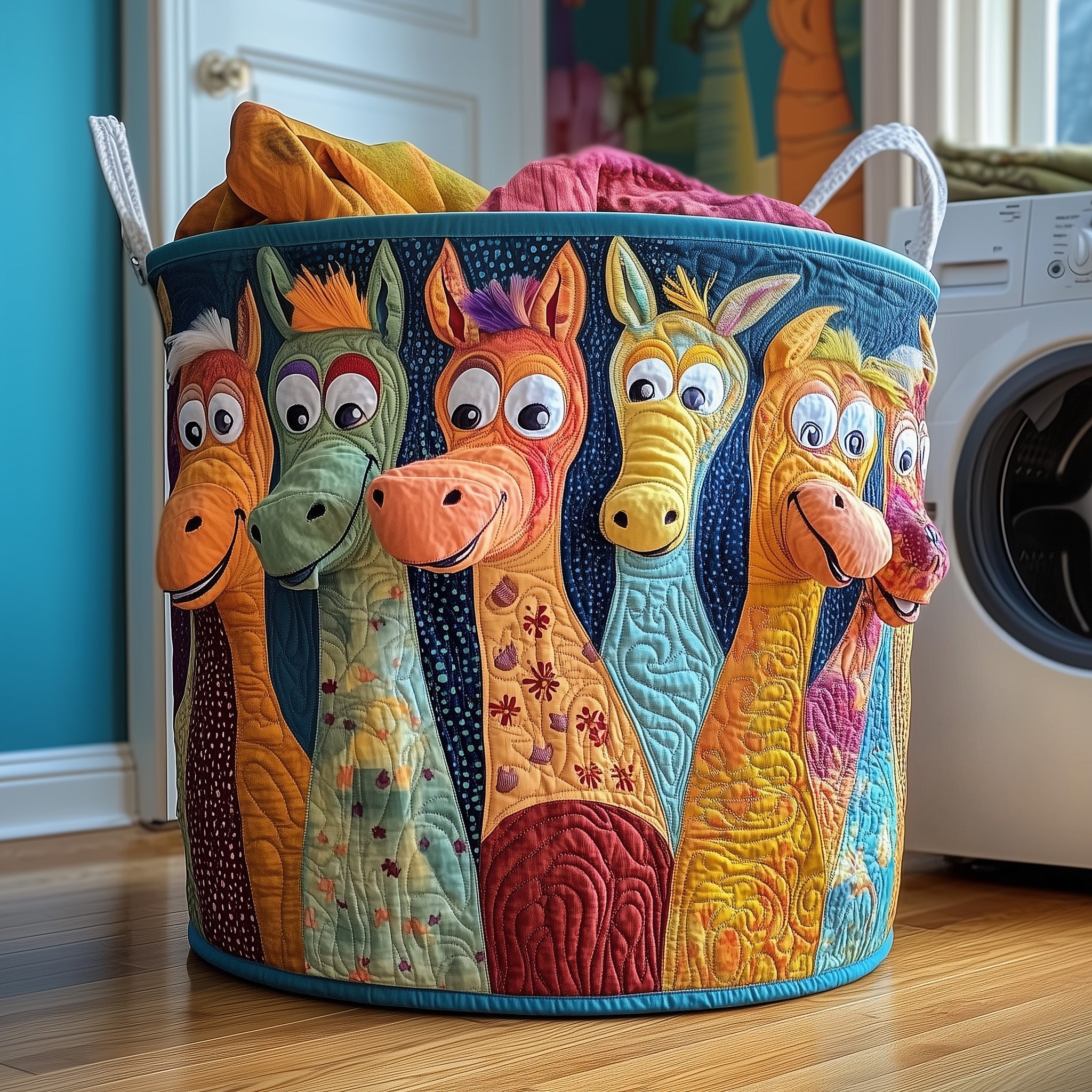 Joyful Donkey Quilted Laundry Basket GFTOYC758